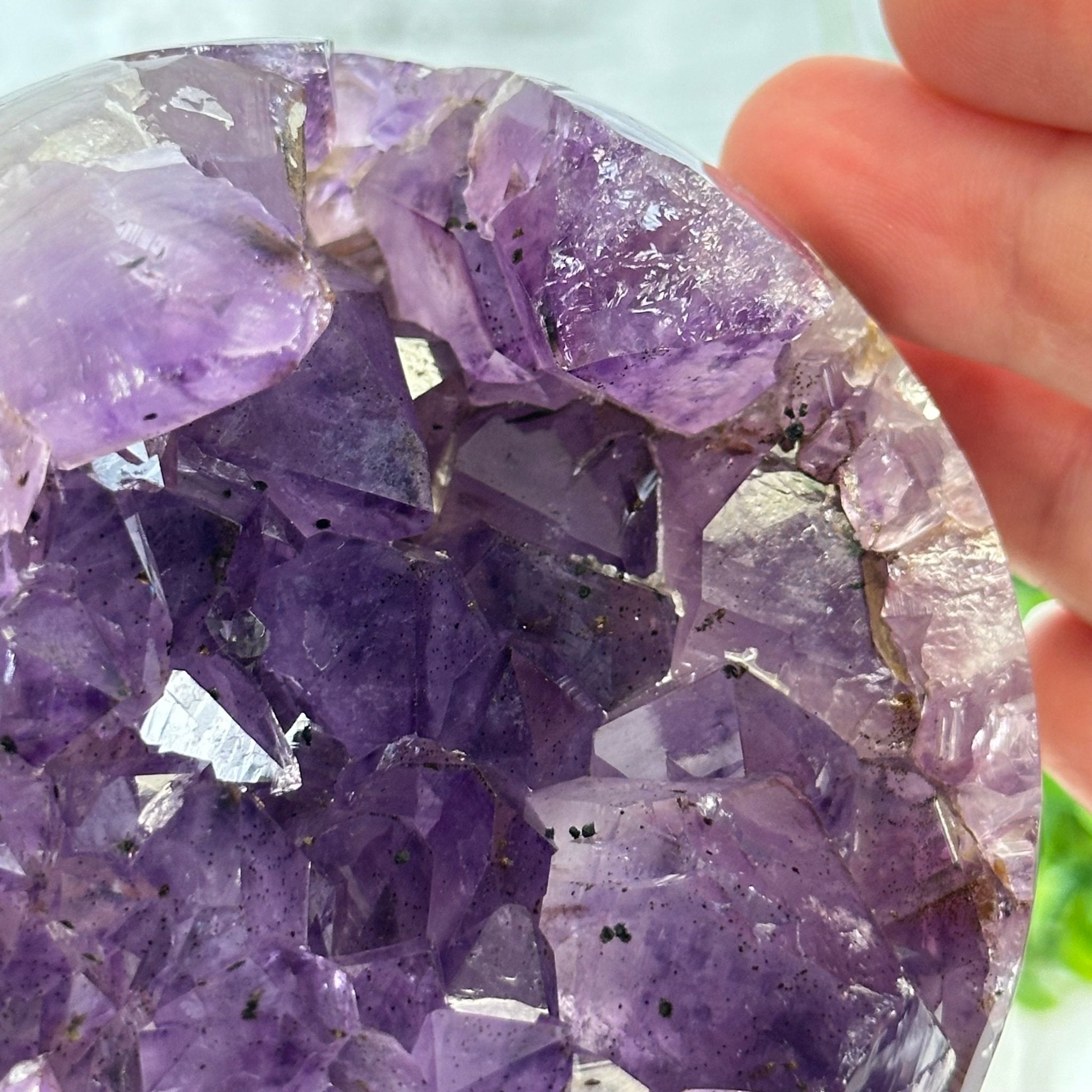 Druzy Amethyst Sphere on a Metal Stand, 2.5 lbs & 7.8" Tall #5630-0047 - Brazil GemsBrazil GemsDruzy Amethyst Sphere on a Metal Stand, 2.5 lbs & 7.8" Tall #5630-0047Spheres5630-0047