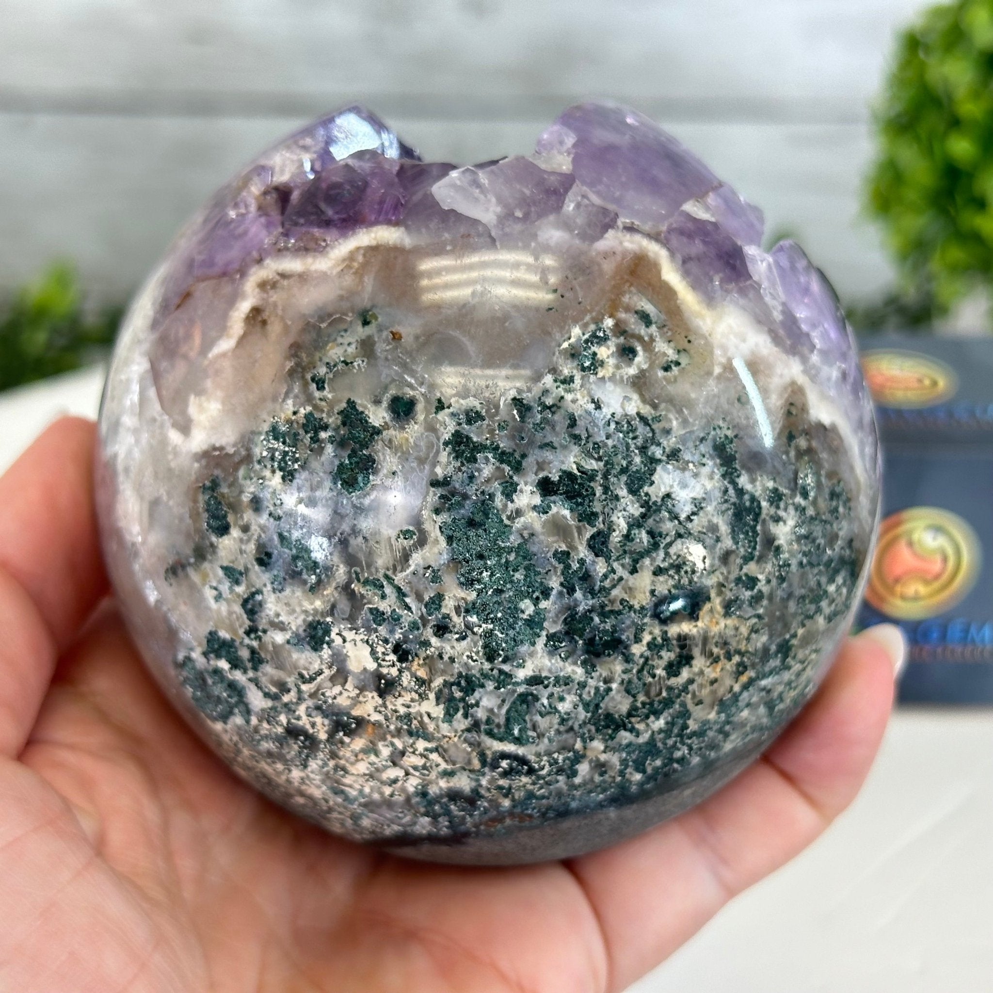 Druzy Amethyst Sphere on a Metal Stand, 2.5 lbs & 7.8" Tall #5630-0047 - Brazil GemsBrazil GemsDruzy Amethyst Sphere on a Metal Stand, 2.5 lbs & 7.8" Tall #5630-0047Spheres5630-0047