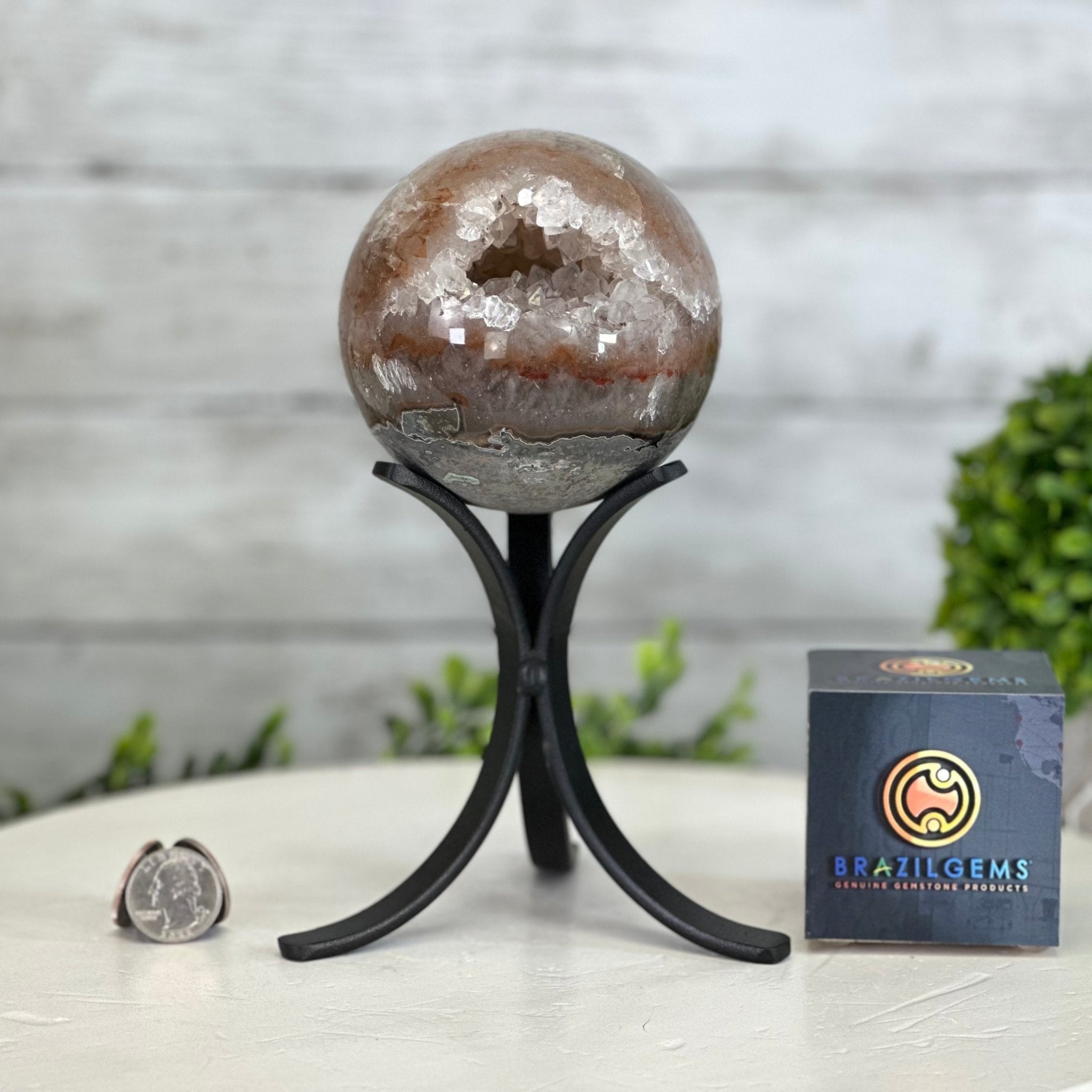 Druzy Amethyst Sphere on a Metal Stand, 2.7 lbs & 8.3" Tall #5630-0051 - Brazil GemsBrazil GemsDruzy Amethyst Sphere on a Metal Stand, 2.7 lbs & 8.3" Tall #5630-0051Spheres5630-0051