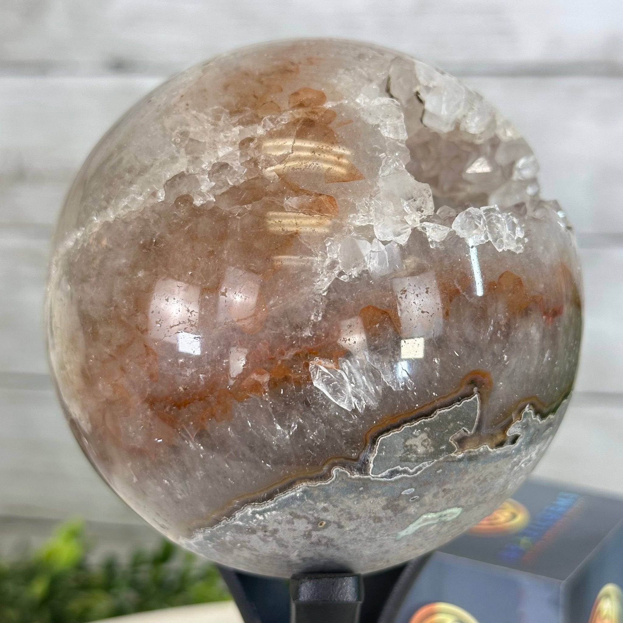 Druzy Amethyst Sphere on a Metal Stand, 2.7 lbs & 8.3" Tall #5630-0051 - Brazil GemsBrazil GemsDruzy Amethyst Sphere on a Metal Stand, 2.7 lbs & 8.3" Tall #5630-0051Spheres5630-0051