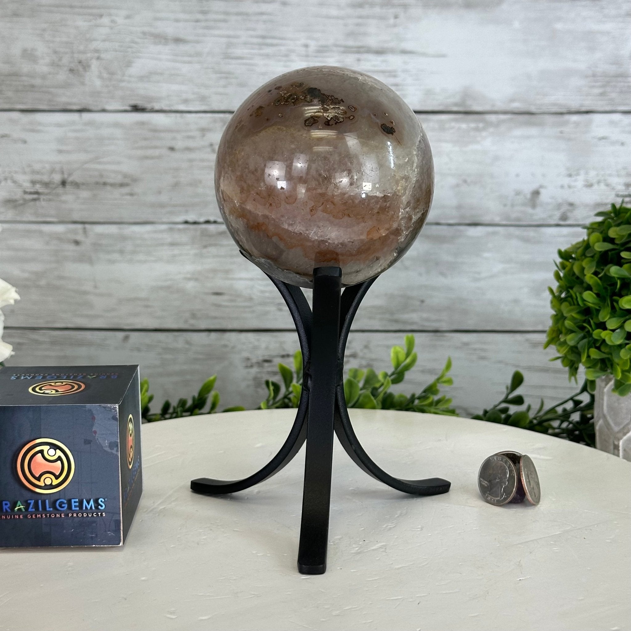 Druzy Amethyst Sphere on a Metal Stand, 2.7 lbs & 8.3" Tall #5630-0051 - Brazil GemsBrazil GemsDruzy Amethyst Sphere on a Metal Stand, 2.7 lbs & 8.3" Tall #5630-0051Spheres5630-0051