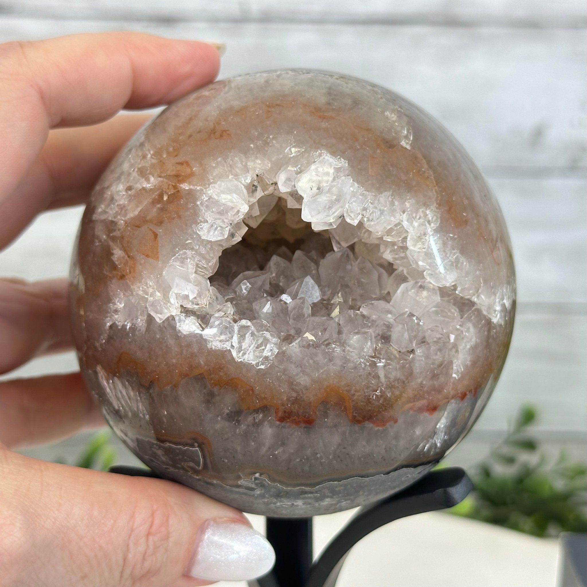 Druzy Amethyst Sphere on a Metal Stand, 2.7 lbs & 8.3" Tall #5630-0051 - Brazil GemsBrazil GemsDruzy Amethyst Sphere on a Metal Stand, 2.7 lbs & 8.3" Tall #5630-0051Spheres5630-0051