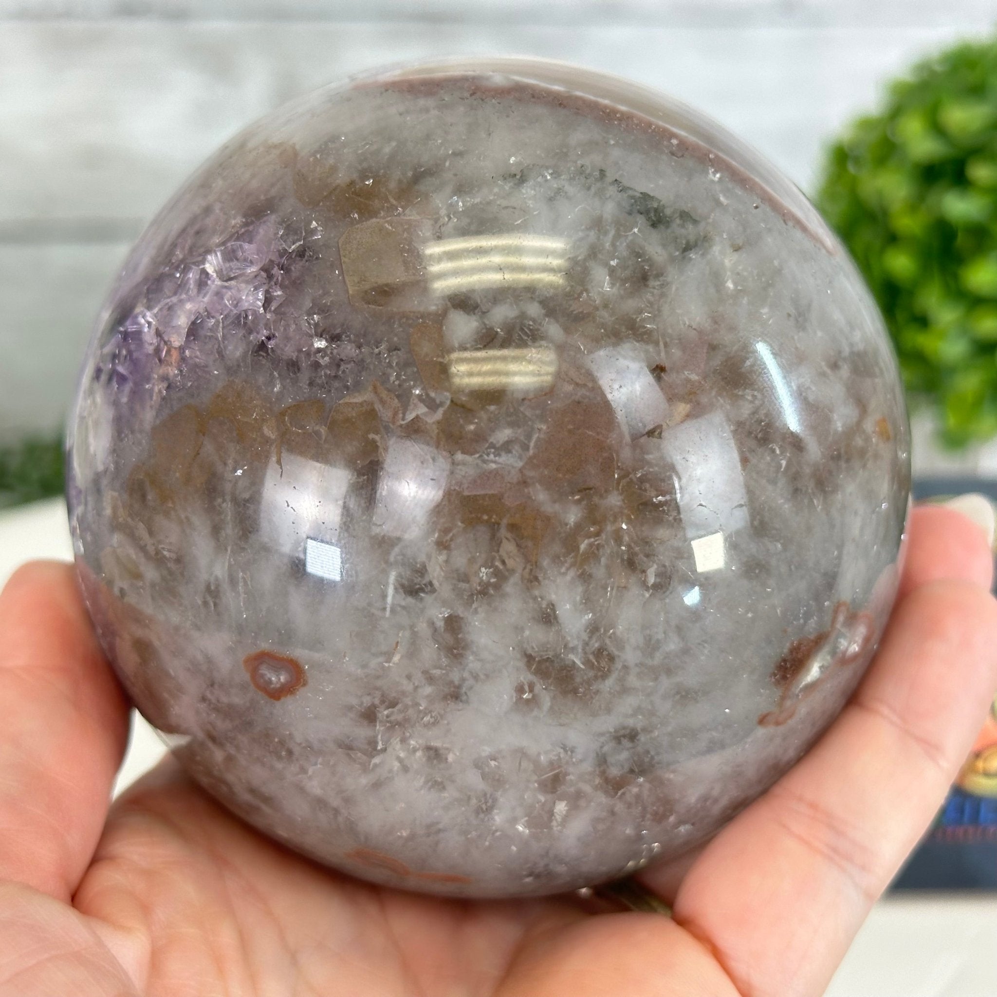 Druzy Amethyst Sphere on a Metal Stand, 2.7 lbs & 8.4" Tall #5630-0052 - Brazil GemsBrazil GemsDruzy Amethyst Sphere on a Metal Stand, 2.7 lbs & 8.4" Tall #5630-0052Spheres5630-0052