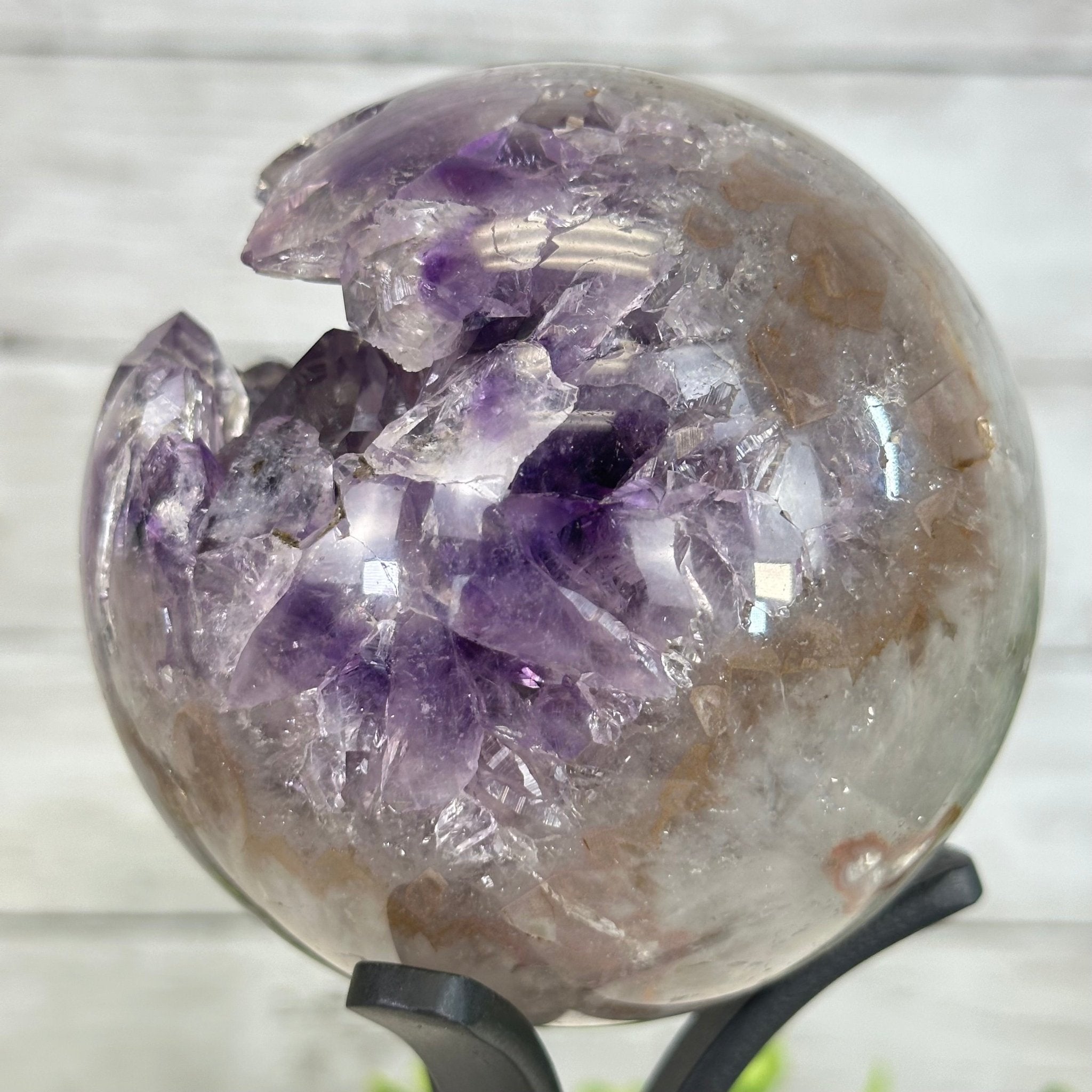Druzy Amethyst Sphere on a Metal Stand, 2.7 lbs & 8.4" Tall #5630-0052 - Brazil GemsBrazil GemsDruzy Amethyst Sphere on a Metal Stand, 2.7 lbs & 8.4" Tall #5630-0052Spheres5630-0052