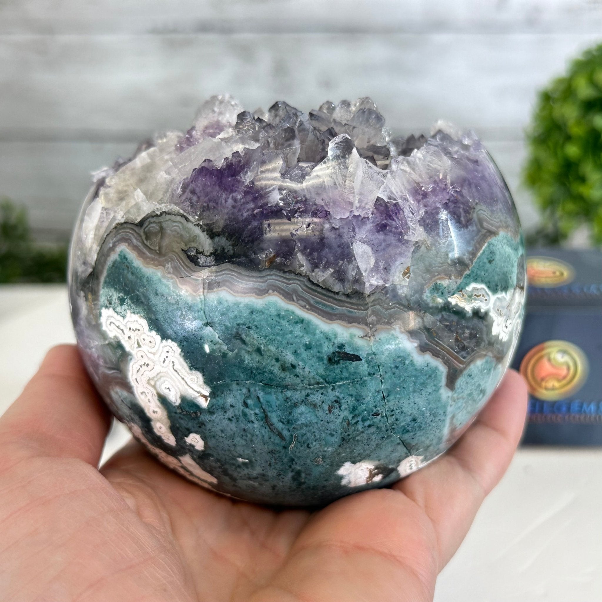 Druzy Amethyst Sphere on a Metal Stand, 3 lbs & 8.2" Tall #5630-0053 - Brazil GemsBrazil GemsDruzy Amethyst Sphere on a Metal Stand, 3 lbs & 8.2" Tall #5630-0053Spheres5630-0053