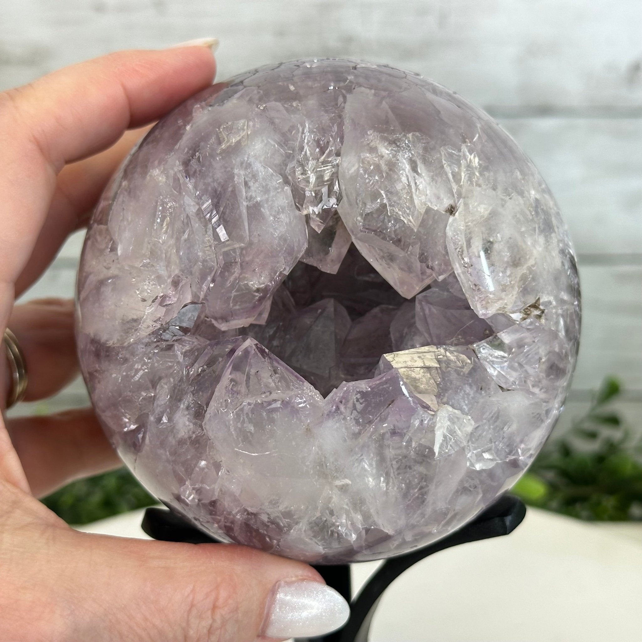 Druzy Amethyst Sphere on a Metal Stand, 3.4 lbs & 8.7" Tall #5630-0054 - Brazil GemsBrazil GemsDruzy Amethyst Sphere on a Metal Stand, 3.4 lbs & 8.7" Tall #5630-0054Spheres5630-0054