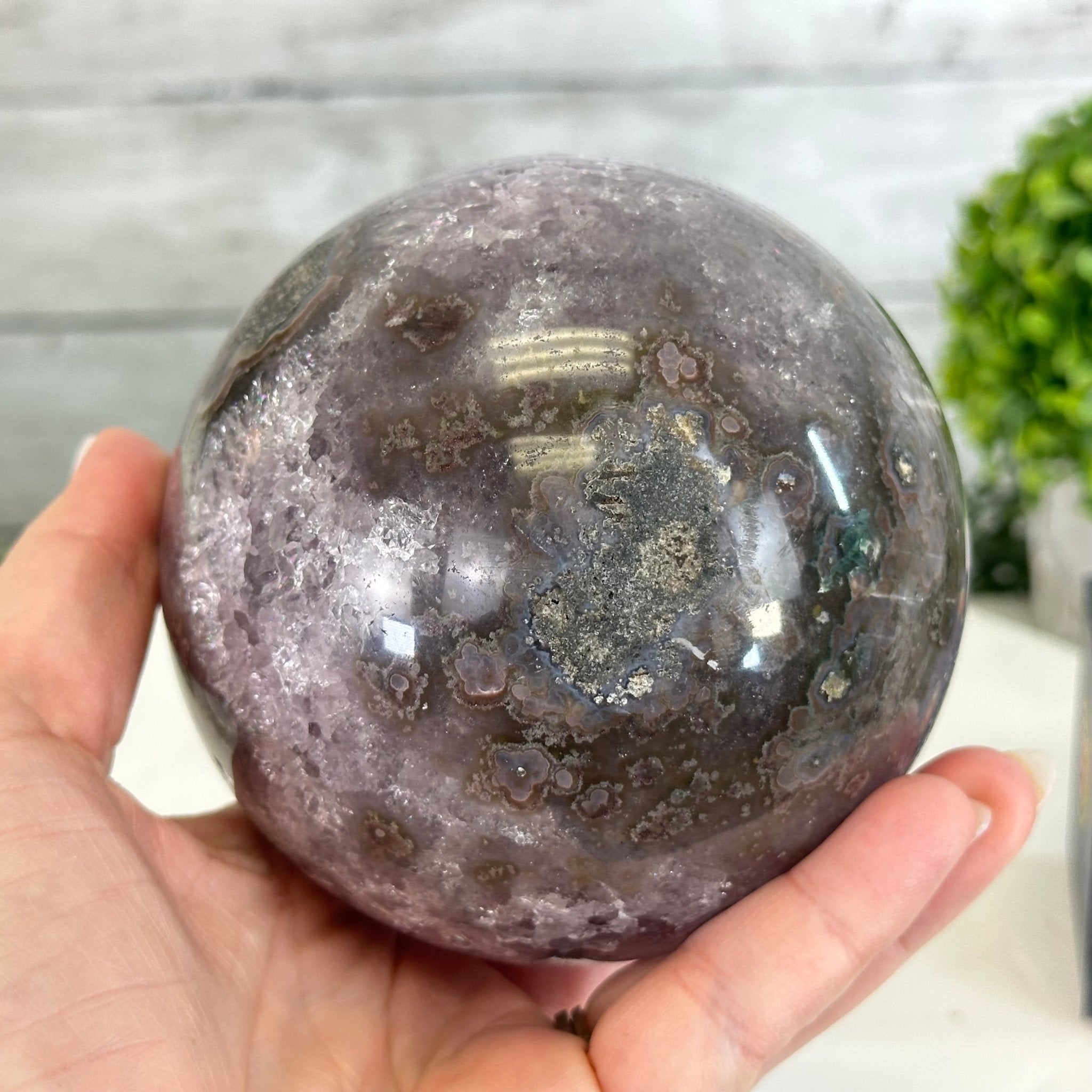 Druzy Amethyst Sphere on a Metal Stand, 3.4 lbs & 8.7" Tall #5630-0054 - Brazil GemsBrazil GemsDruzy Amethyst Sphere on a Metal Stand, 3.4 lbs & 8.7" Tall #5630-0054Spheres5630-0054