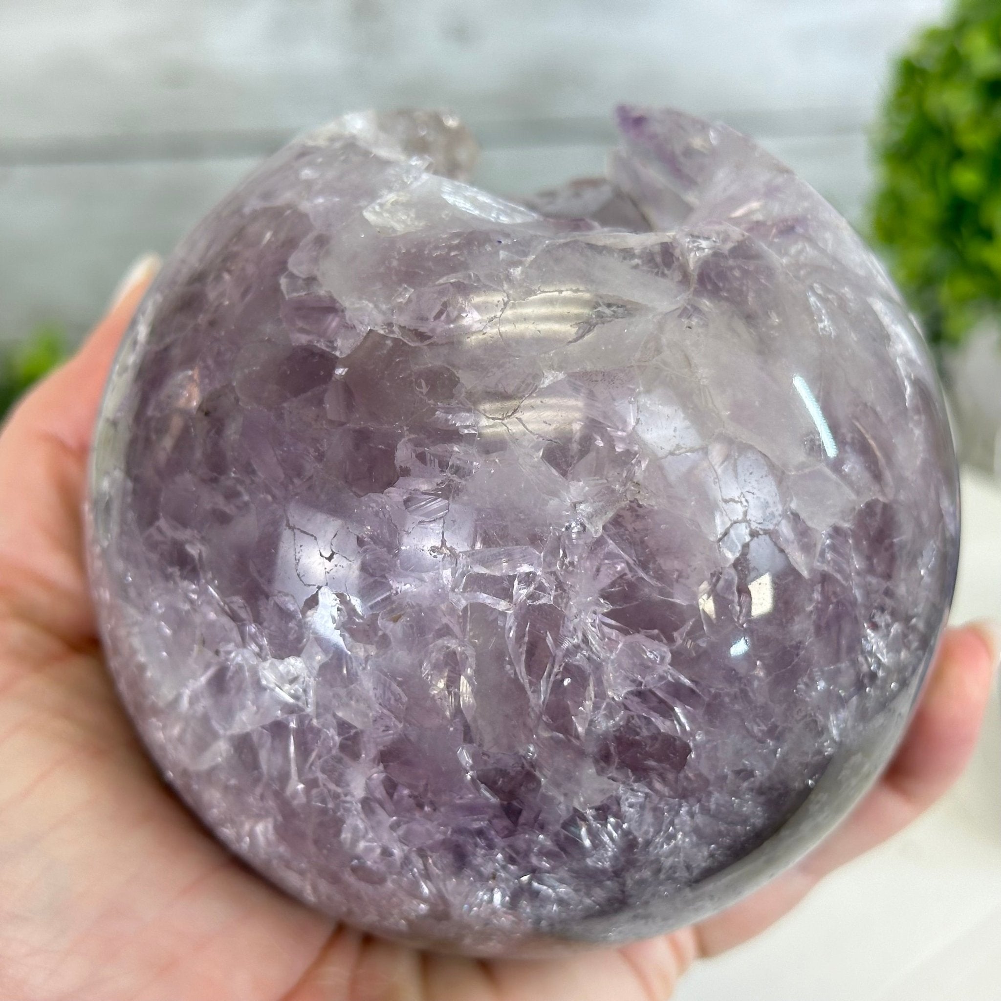 Druzy Amethyst Sphere on a Metal Stand, 3.4 lbs & 8.7" Tall #5630-0054 - Brazil GemsBrazil GemsDruzy Amethyst Sphere on a Metal Stand, 3.4 lbs & 8.7" Tall #5630-0054Spheres5630-0054
