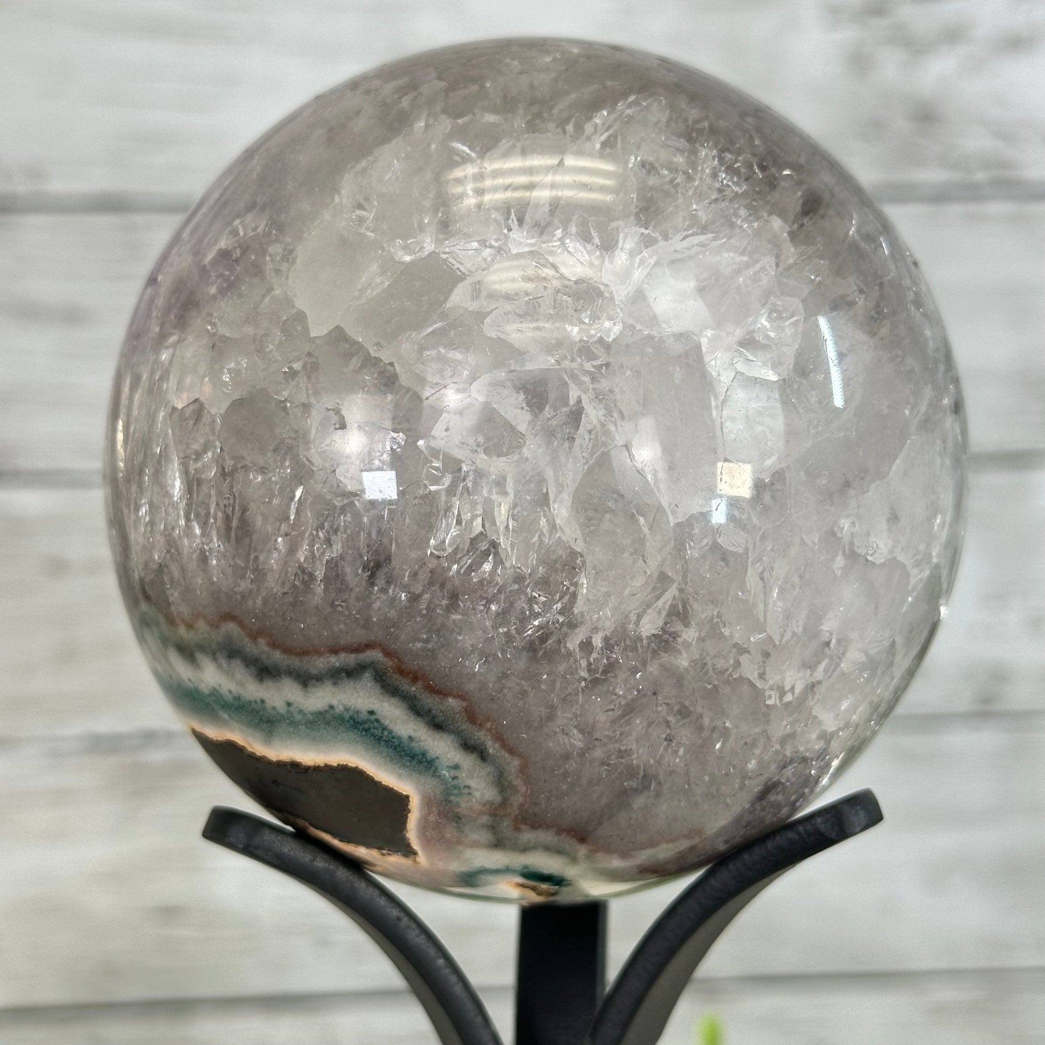 Druzy Amethyst Sphere on a Metal Stand, 3.8 lbs & 8.7" Tall #5630-0058 - Brazil GemsBrazil GemsDruzy Amethyst Sphere on a Metal Stand, 3.8 lbs & 8.7" Tall #5630-0058Spheres5630-0058