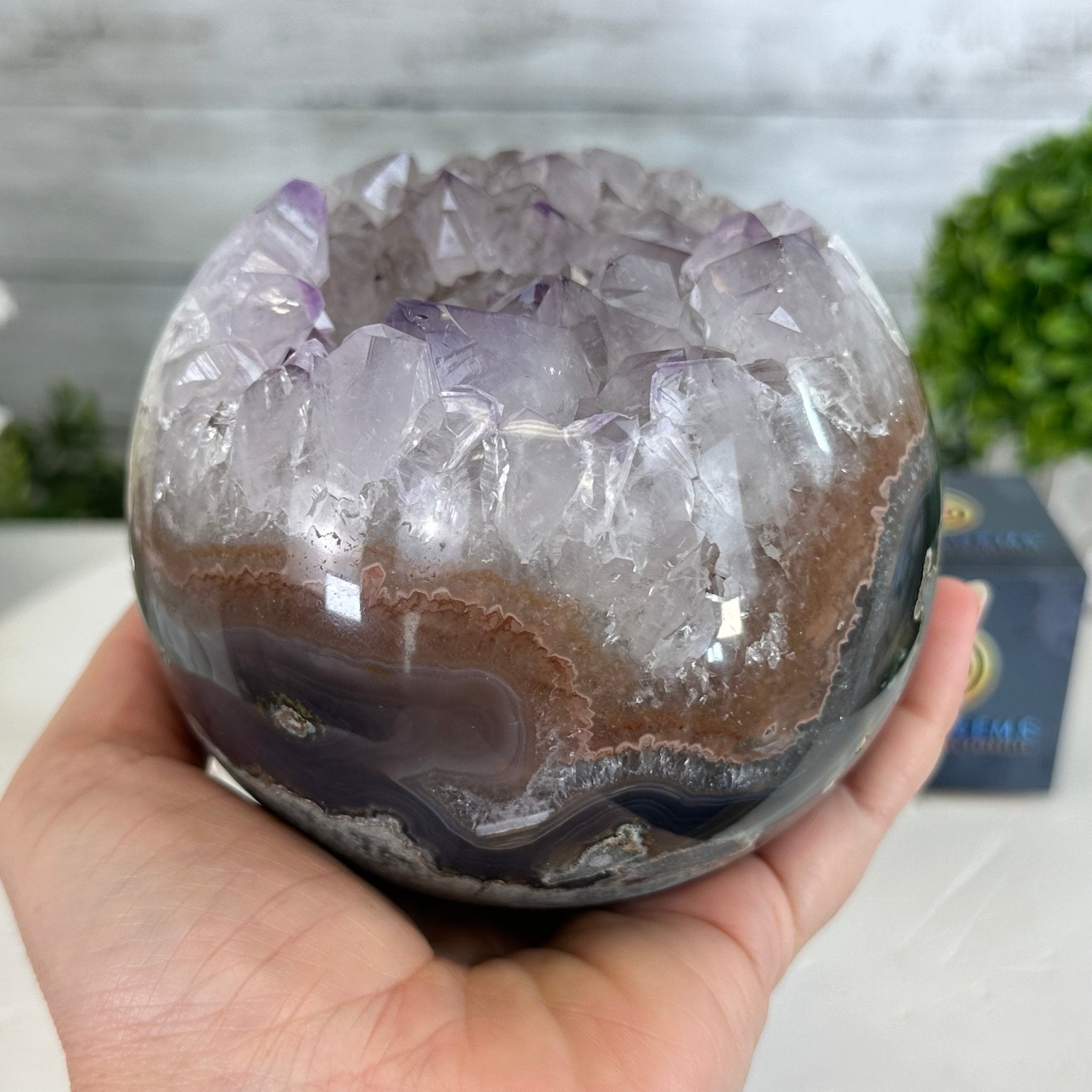 Druzy Amethyst Sphere on a Metal Stand, 4.1 lbs & 9" Tall #5630-0060 - Brazil GemsBrazil GemsDruzy Amethyst Sphere on a Metal Stand, 4.1 lbs & 9" Tall #5630-0060Spheres5630-0060