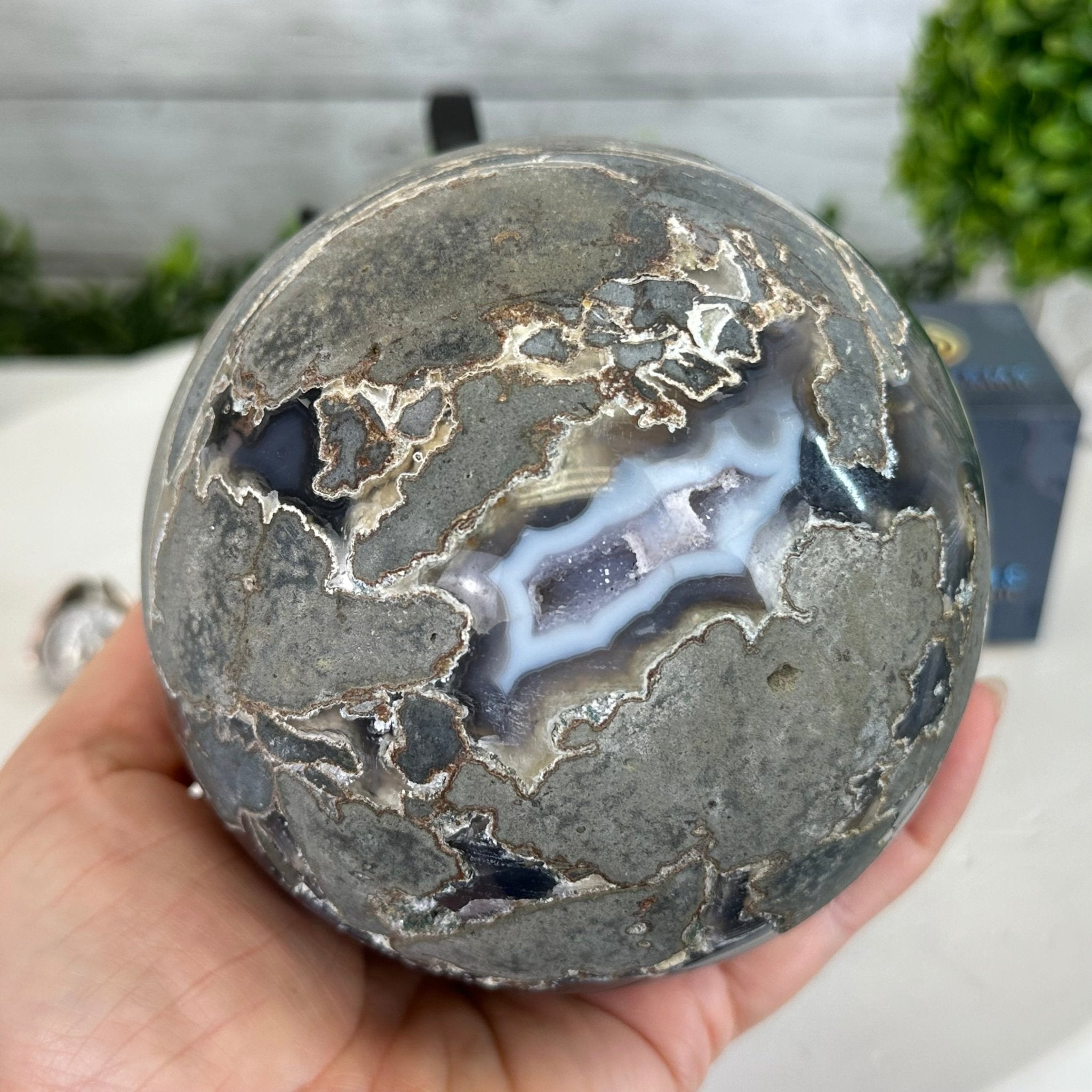 Druzy Amethyst Sphere on a Metal Stand, 4.1 lbs & 9" Tall #5630-0060 - Brazil GemsBrazil GemsDruzy Amethyst Sphere on a Metal Stand, 4.1 lbs & 9" Tall #5630-0060Spheres5630-0060