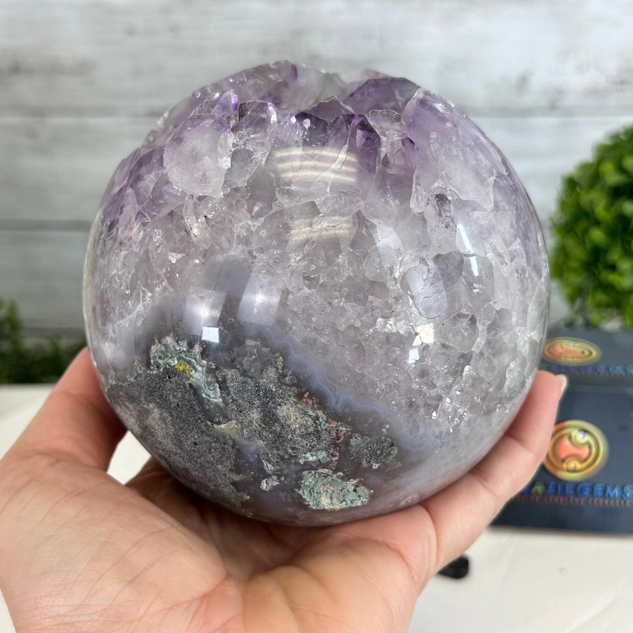Druzy Amethyst Sphere on a Metal Stand, 4.2 lbs & 9.1" Tall #5630-0061 - Brazil GemsBrazil GemsDruzy Amethyst Sphere on a Metal Stand, 4.2 lbs & 9.1" Tall #5630-0061Spheres5630-0061