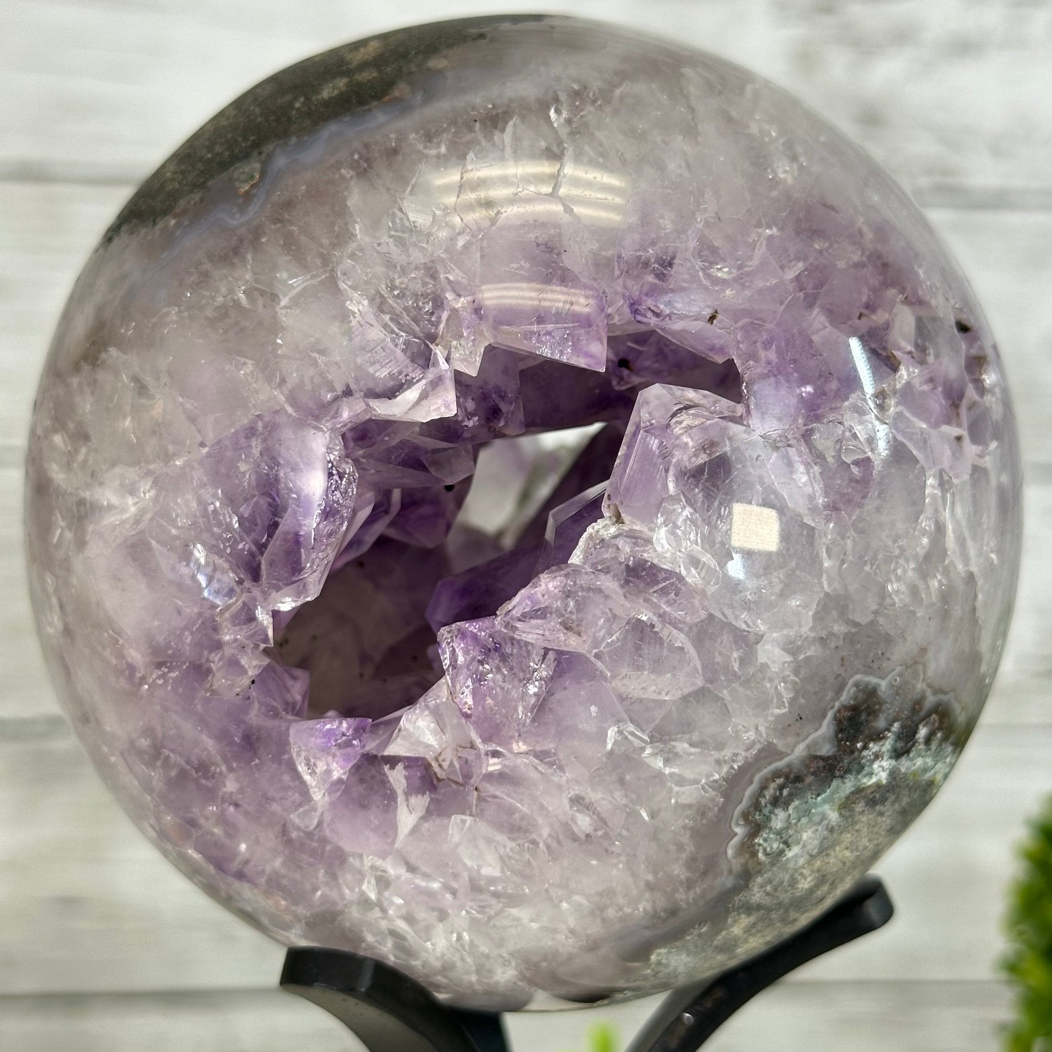Druzy Amethyst Sphere on a Metal Stand, 4.2 lbs & 9.1" Tall #5630-0061 - Brazil GemsBrazil GemsDruzy Amethyst Sphere on a Metal Stand, 4.2 lbs & 9.1" Tall #5630-0061Spheres5630-0061