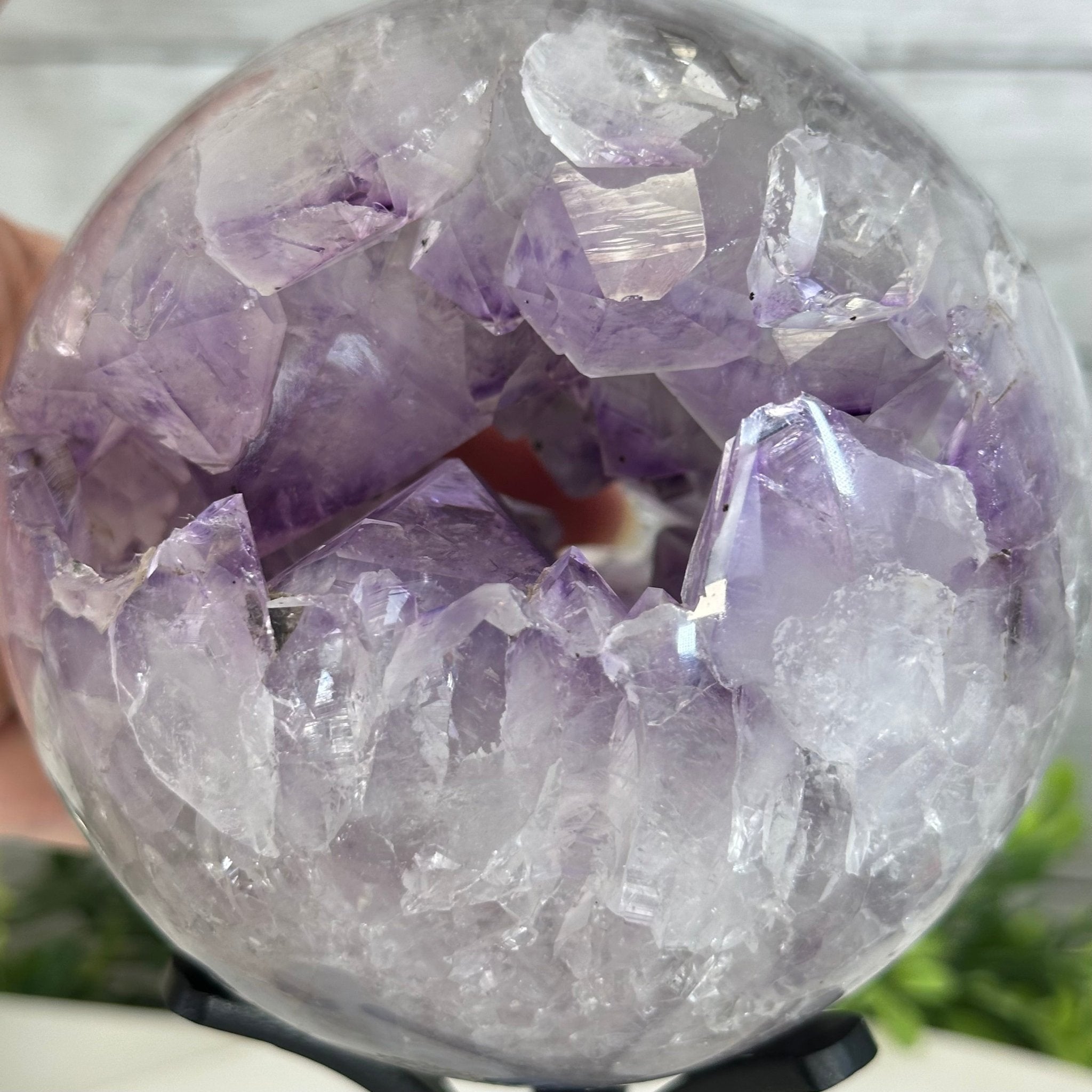 Druzy Amethyst Sphere on a Metal Stand, 4.2 lbs & 9.1" Tall #5630-0061 - Brazil GemsBrazil GemsDruzy Amethyst Sphere on a Metal Stand, 4.2 lbs & 9.1" Tall #5630-0061Spheres5630-0061