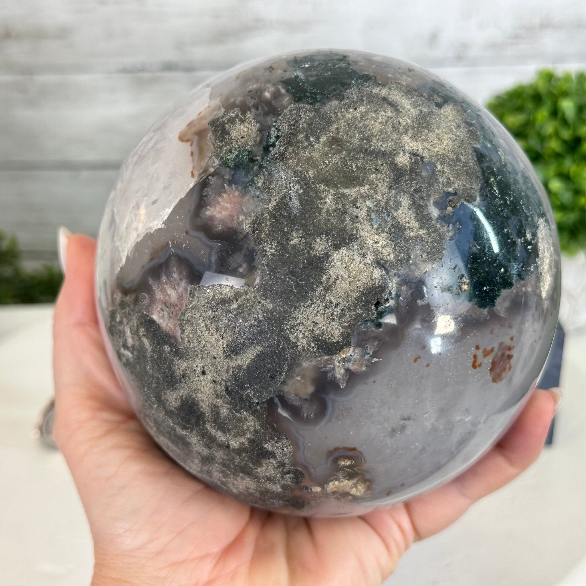 Druzy Amethyst Sphere on a Metal Stand, 5.6 lbs & 9.9" Tall #5630-0066 - Brazil GemsBrazil GemsDruzy Amethyst Sphere on a Metal Stand, 5.6 lbs & 9.9" Tall #5630-0066Spheres5630-0066