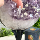 Druzy Amethyst Sphere on a Metal Stand, 5.6 lbs & 9.9" Tall #5630-0066 - Brazil GemsBrazil GemsDruzy Amethyst Sphere on a Metal Stand, 5.6 lbs & 9.9" Tall #5630-0066Spheres5630-0066