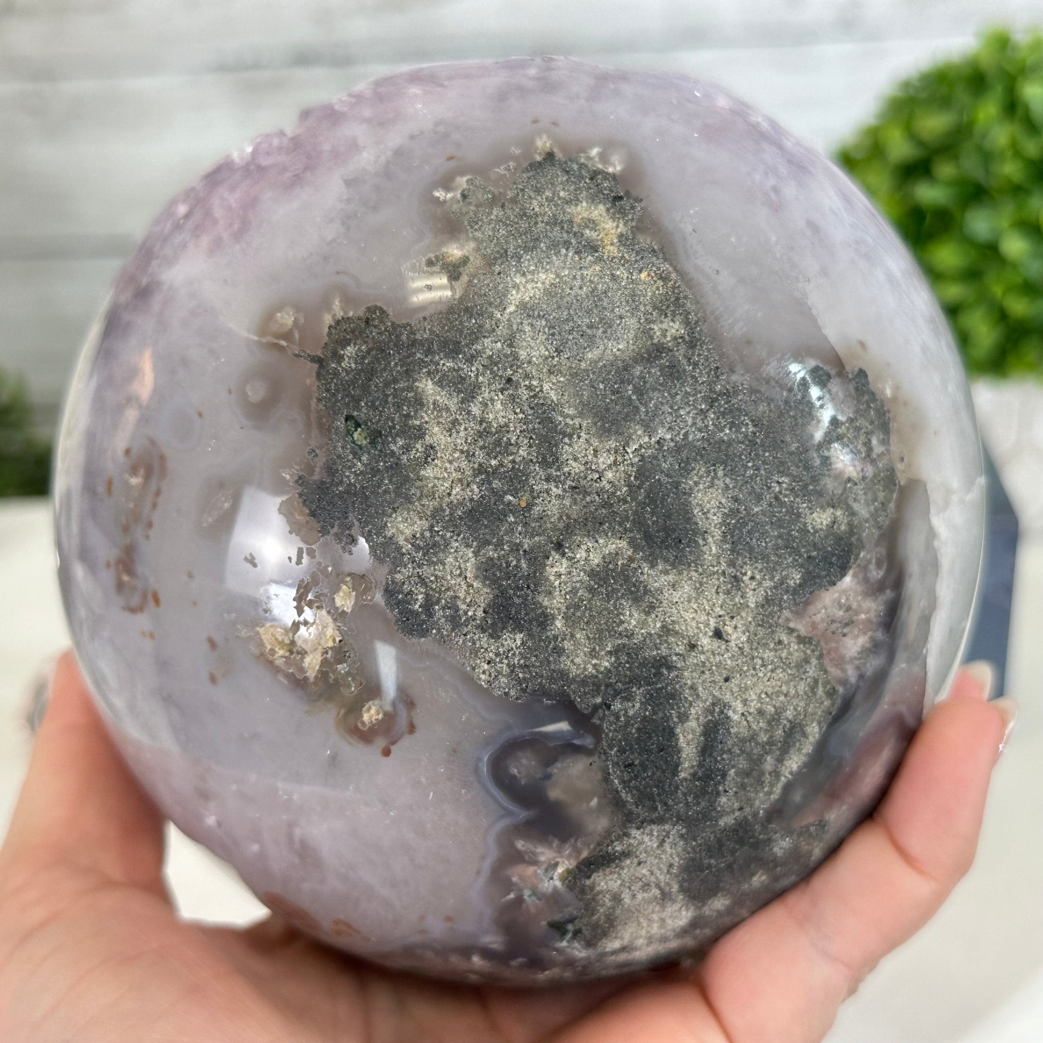 Druzy Amethyst Sphere on a Metal Stand, 5.6 lbs & 9.9" Tall #5630-0066 - Brazil GemsBrazil GemsDruzy Amethyst Sphere on a Metal Stand, 5.6 lbs & 9.9" Tall #5630-0066Spheres5630-0066