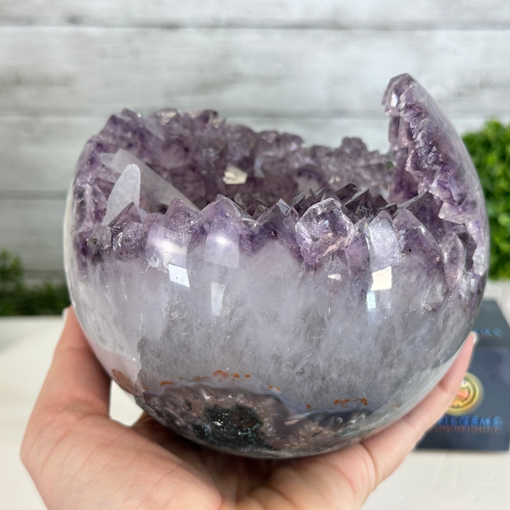 Druzy Amethyst Sphere on a Metal Stand, 5.6 lbs & 9.9" Tall #5630-0066 - Brazil GemsBrazil GemsDruzy Amethyst Sphere on a Metal Stand, 5.6 lbs & 9.9" Tall #5630-0066Spheres5630-0066