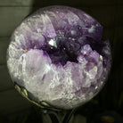 Druzy Amethyst Sphere on a Metal Stand, 7.2 lbs & 11.2" Tall #5630-0068 - Brazil GemsBrazil GemsDruzy Amethyst Sphere on a Metal Stand, 7.2 lbs & 11.2" Tall #5630-0068Spheres5630-0068