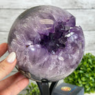 Druzy Amethyst Sphere on a Metal Stand, 7.2 lbs & 11.2" Tall #5630-0068 - Brazil GemsBrazil GemsDruzy Amethyst Sphere on a Metal Stand, 7.2 lbs & 11.2" Tall #5630-0068Spheres5630-0068