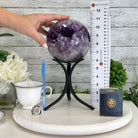 Druzy Amethyst Sphere on a Metal Stand, 7.2 lbs & 11.2" Tall #5630-0068 - Brazil GemsBrazil GemsDruzy Amethyst Sphere on a Metal Stand, 7.2 lbs & 11.2" Tall #5630-0068Spheres5630-0068