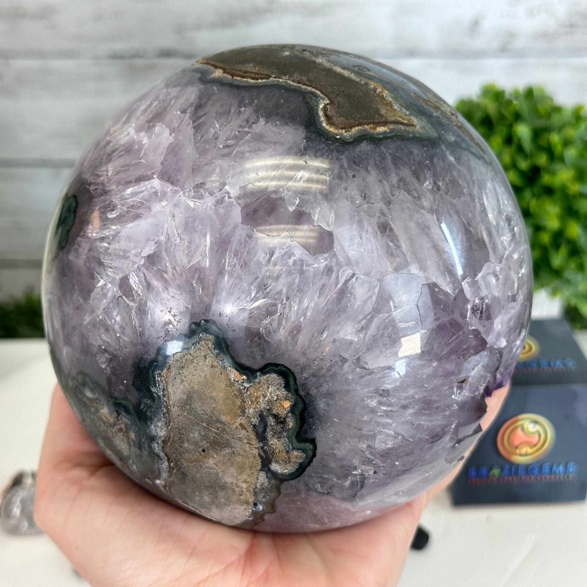 Druzy Amethyst Sphere on a Metal Stand, 7.2 lbs & 11.2" Tall #5630-0068 - Brazil GemsBrazil GemsDruzy Amethyst Sphere on a Metal Stand, 7.2 lbs & 11.2" Tall #5630-0068Spheres5630-0068