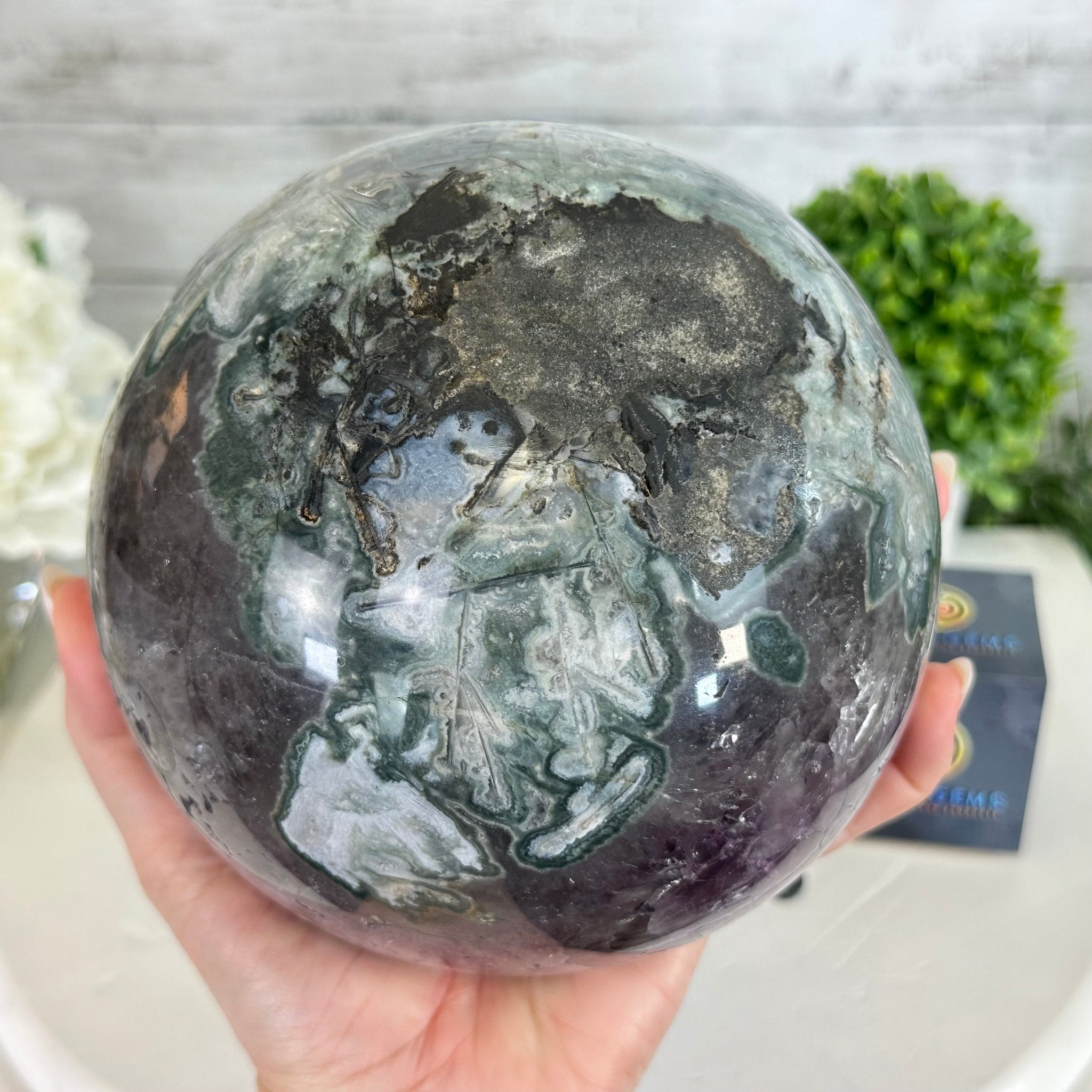 Druzy Amethyst Sphere on a Metal Stand, 8.2 lbs & 11.9" Tall #5630-0069 - Brazil GemsBrazil GemsDruzy Amethyst Sphere on a Metal Stand, 8.2 lbs & 11.9" Tall #5630-0069Spheres5630-0069