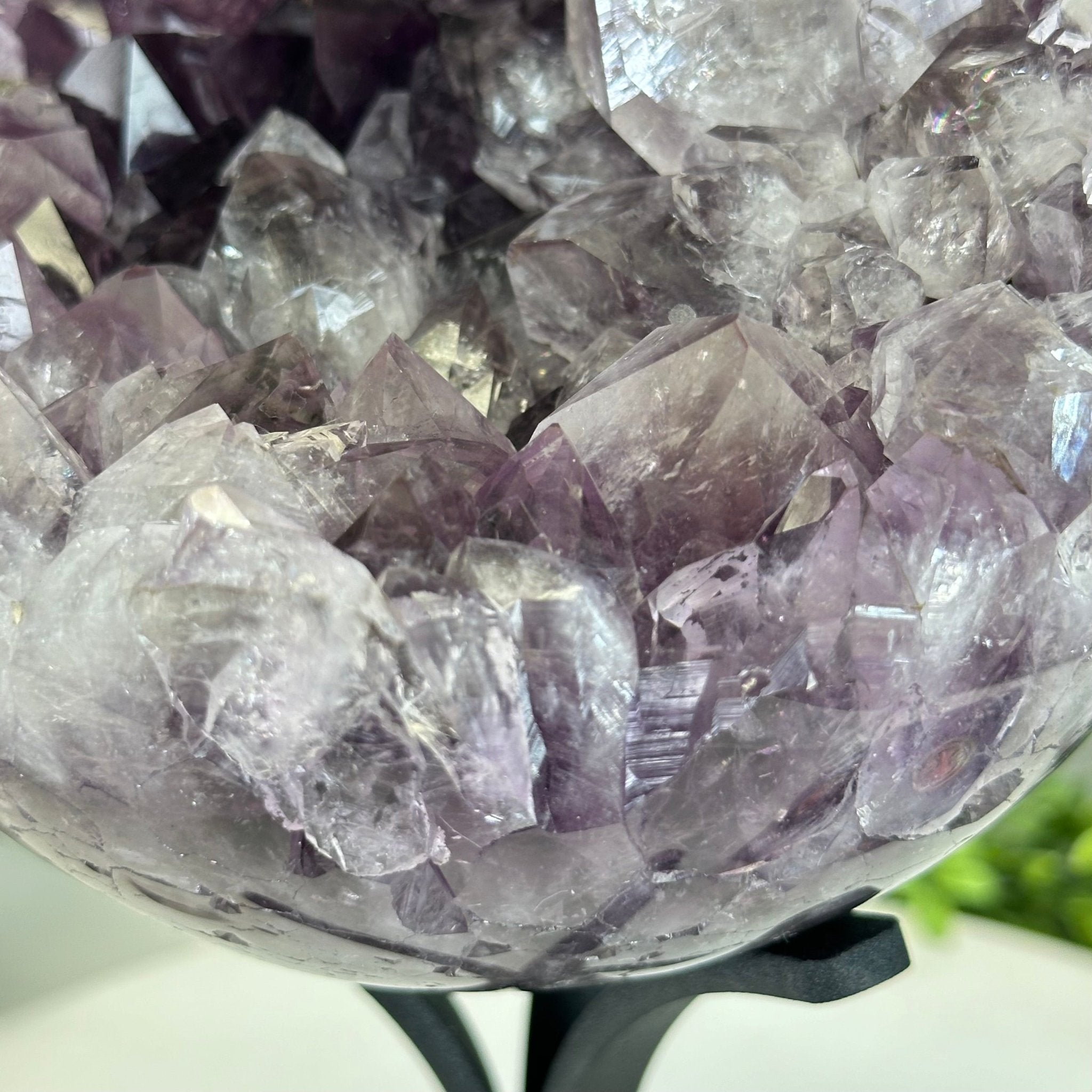 Druzy Amethyst Sphere on a Metal Stand, 8.2 lbs & 11.9" Tall #5630-0069 - Brazil GemsBrazil GemsDruzy Amethyst Sphere on a Metal Stand, 8.2 lbs & 11.9" Tall #5630-0069Spheres5630-0069