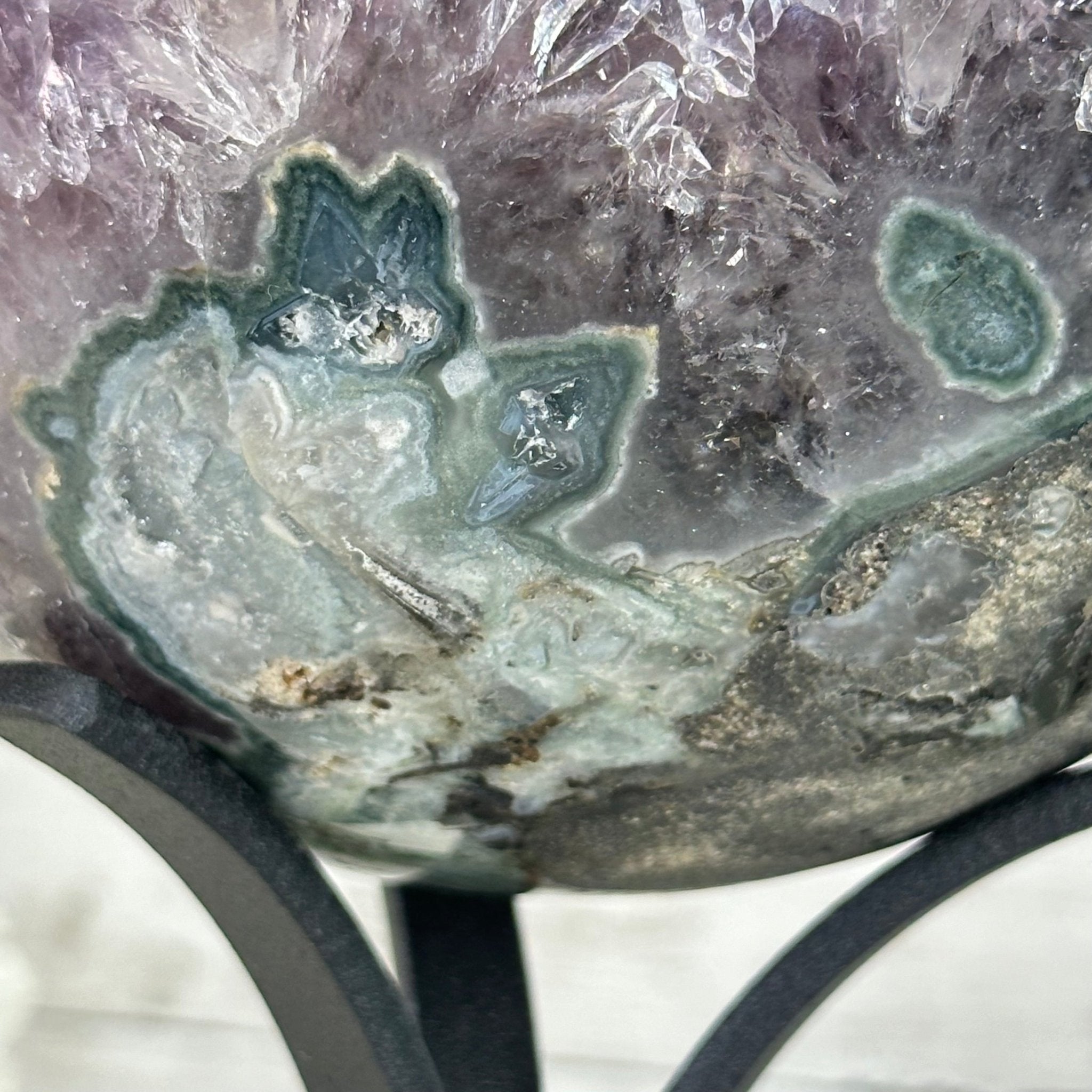 Druzy Amethyst Sphere on a Metal Stand, 8.2 lbs & 11.9" Tall #5630-0069 - Brazil GemsBrazil GemsDruzy Amethyst Sphere on a Metal Stand, 8.2 lbs & 11.9" Tall #5630-0069Spheres5630-0069