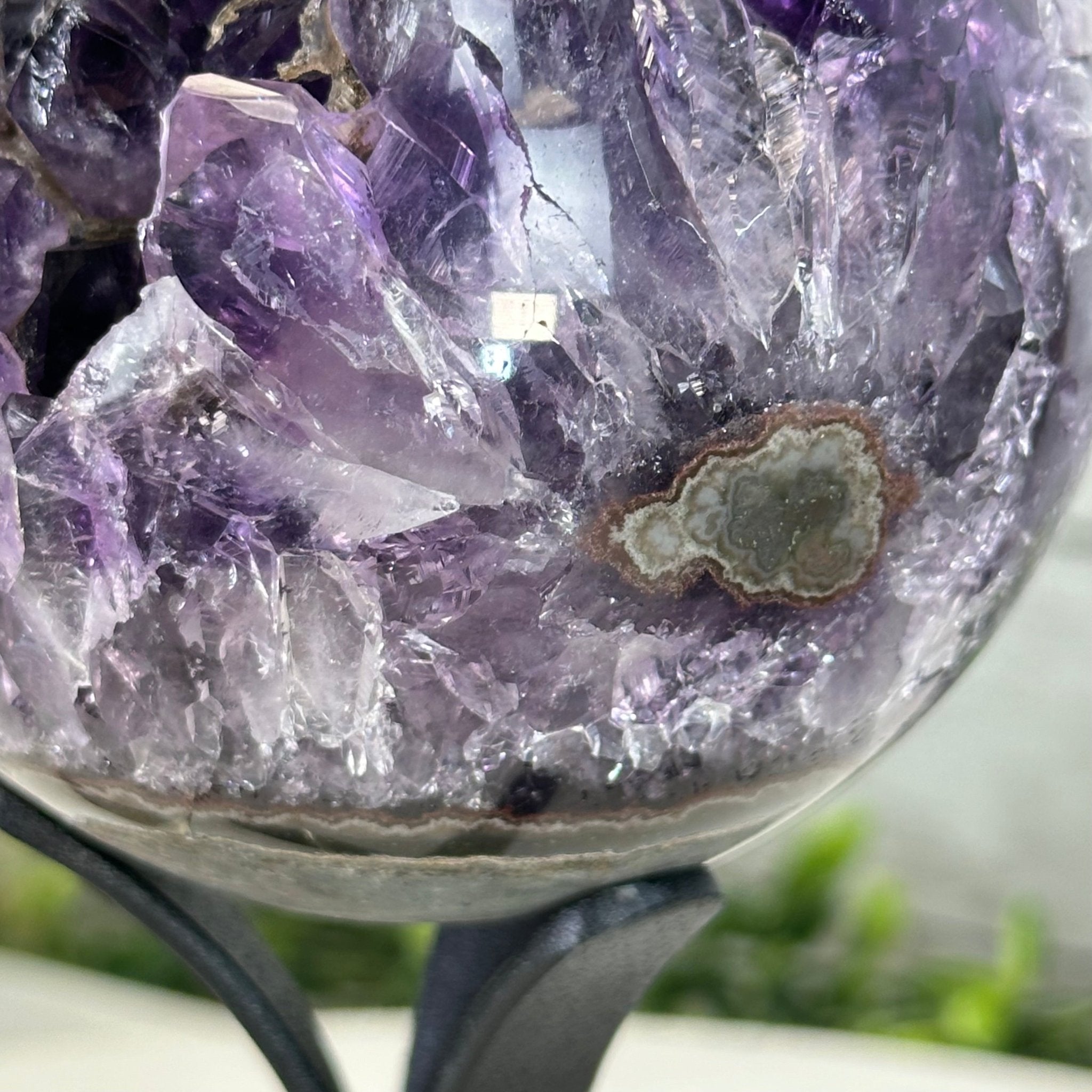 Druzy Amethyst Sphere on a Metal Stand,1.9 lbs & 7.2" Tall #5630-0043 - Brazil GemsBrazil GemsDruzy Amethyst Sphere on a Metal Stand,1.9 lbs & 7.2" Tall #5630-0043Spheres5630-0043