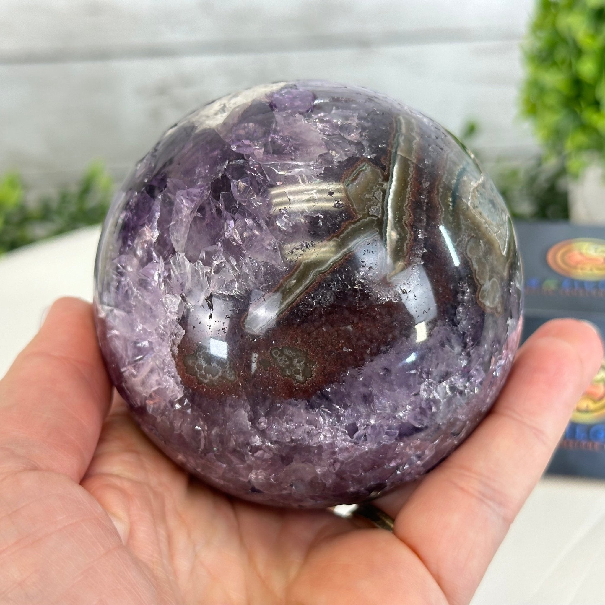 Druzy Amethyst Sphere on a Metal Stand,1.9 lbs & 7.2" Tall #5630-0043 - Brazil GemsBrazil GemsDruzy Amethyst Sphere on a Metal Stand,1.9 lbs & 7.2" Tall #5630-0043Spheres5630-0043