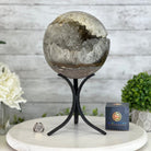 Druzy White Amethyst Sphere on a Metal Base, 14.7 lbs & 12.7" Tall #5630-0075 - Brazil GemsBrazil GemsDruzy White Amethyst Sphere on a Metal Base, 14.7 lbs & 12.7" Tall #5630-0075Spheres5630-0075