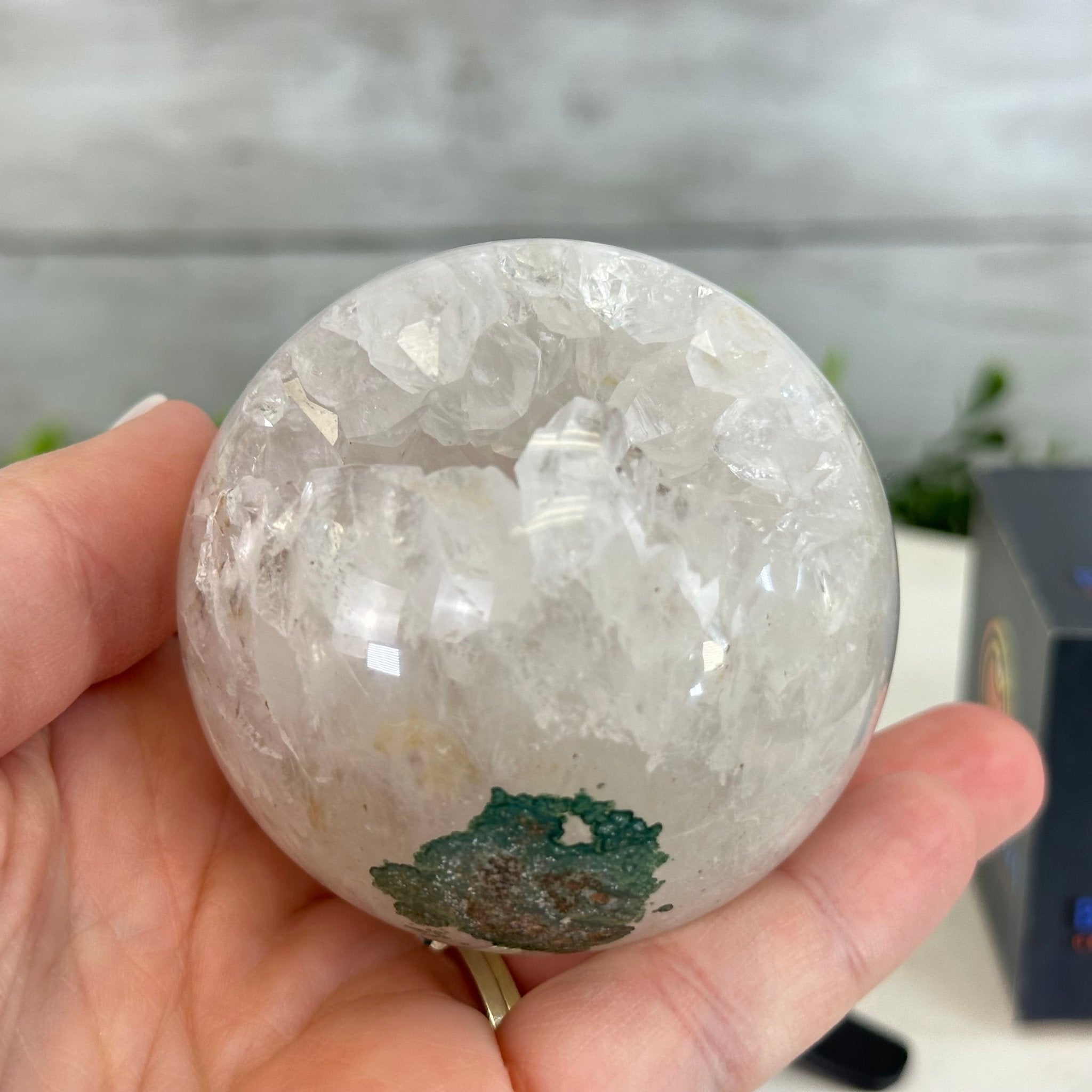 Druzy White Amethyst Sphere on a Metal Stand, 0.8 lbs & 6.2" Tall #5630-0032 - Brazil GemsBrazil GemsDruzy White Amethyst Sphere on a Metal Stand, 0.8 lbs & 6.2" Tall #5630-0032Spheres5630-0032