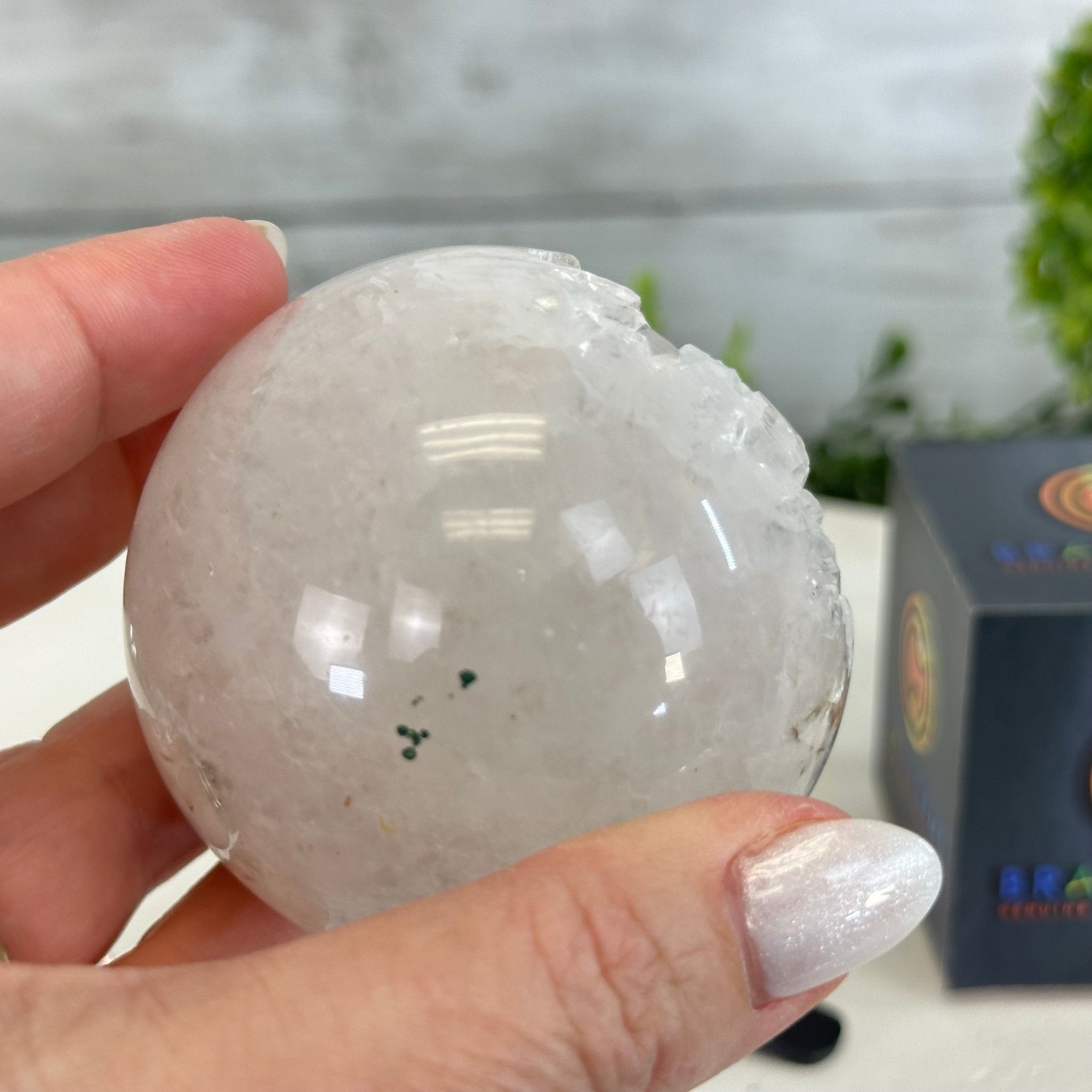 Druzy White Amethyst Sphere on a Metal Stand, 0.8 lbs & 6.2" Tall #5630-0032 - Brazil GemsBrazil GemsDruzy White Amethyst Sphere on a Metal Stand, 0.8 lbs & 6.2" Tall #5630-0032Spheres5630-0032