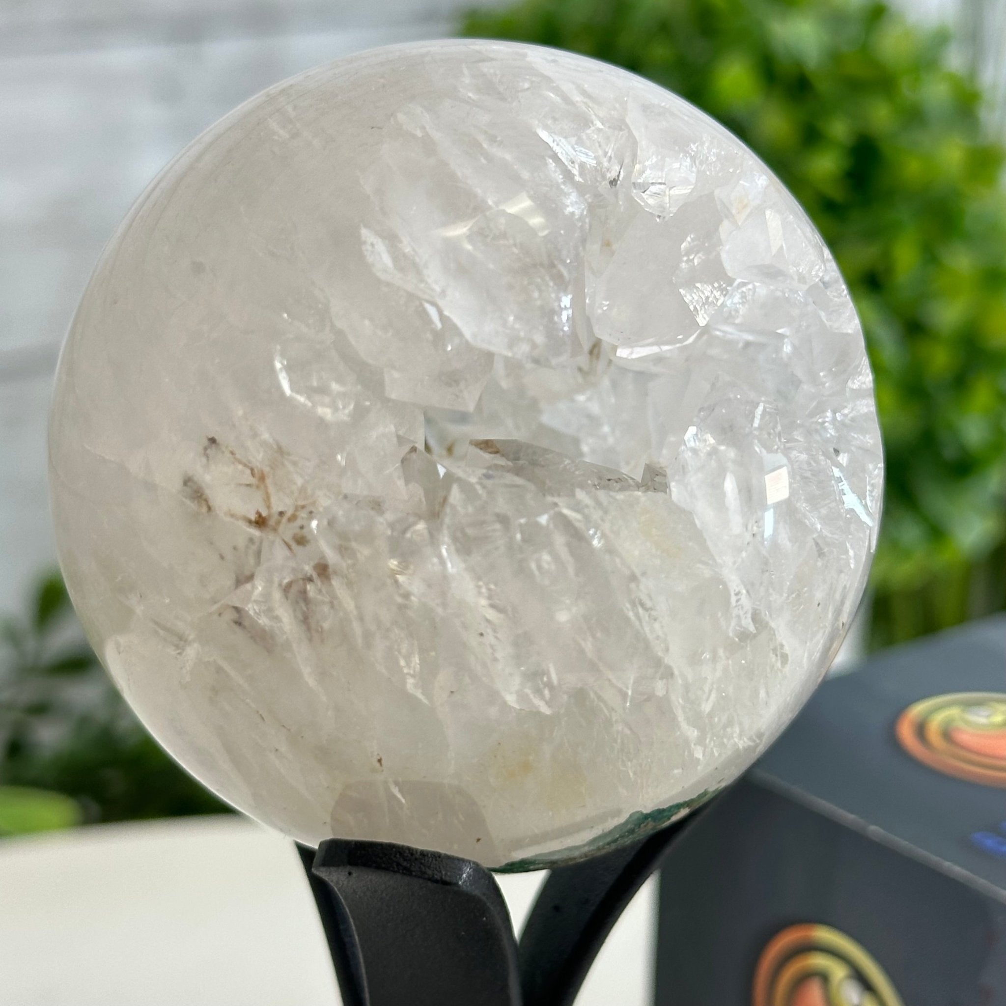 Druzy White Amethyst Sphere on a Metal Stand, 0.8 lbs & 6.2" Tall #5630-0032 - Brazil GemsBrazil GemsDruzy White Amethyst Sphere on a Metal Stand, 0.8 lbs & 6.2" Tall #5630-0032Spheres5630-0032