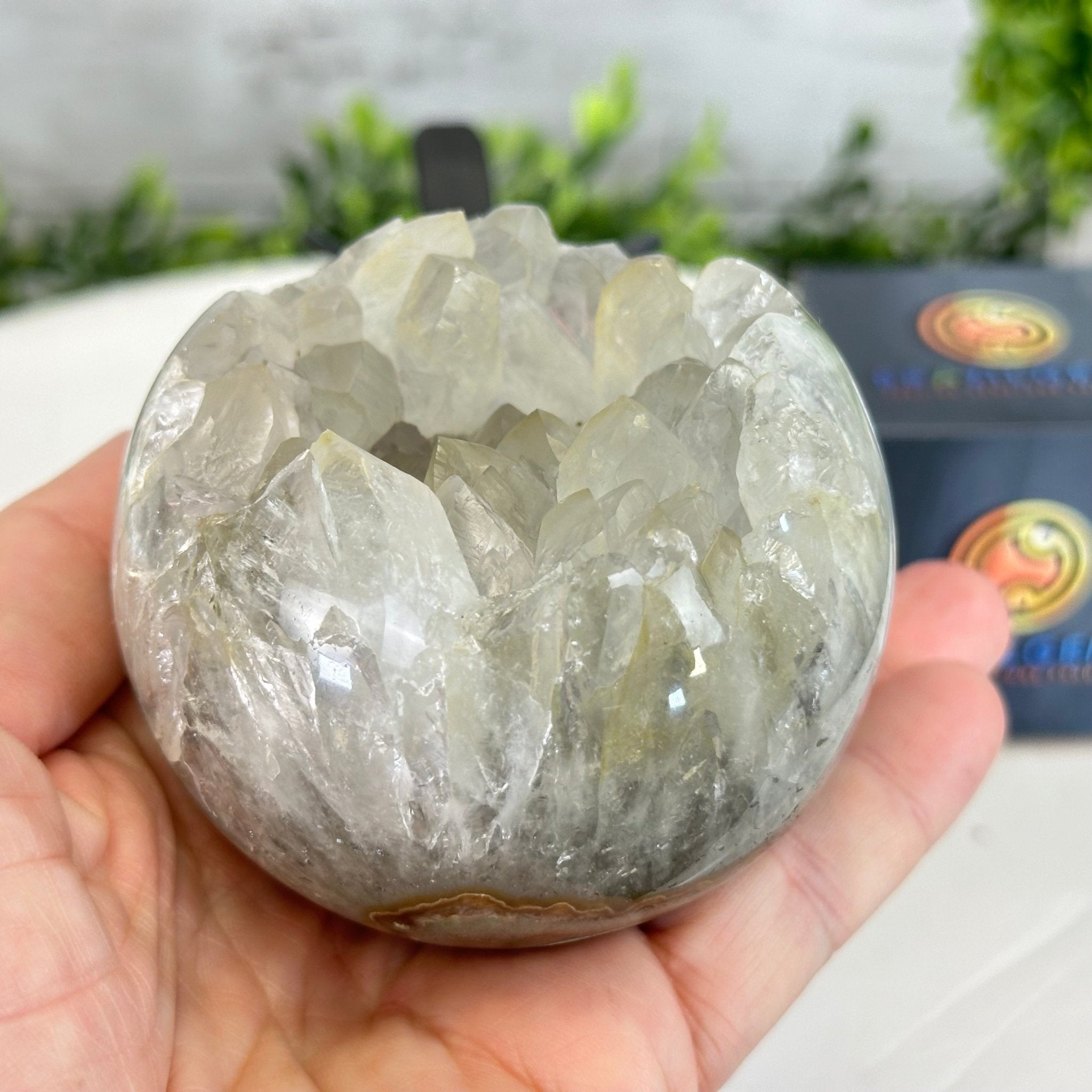 Druzy White Amethyst Sphere on a Metal Stand, 1.1 lbs & 6.6" Tall #5630-0036 - Brazil GemsBrazil GemsDruzy White Amethyst Sphere on a Metal Stand, 1.1 lbs & 6.6" Tall #5630-0036Spheres5630-0036