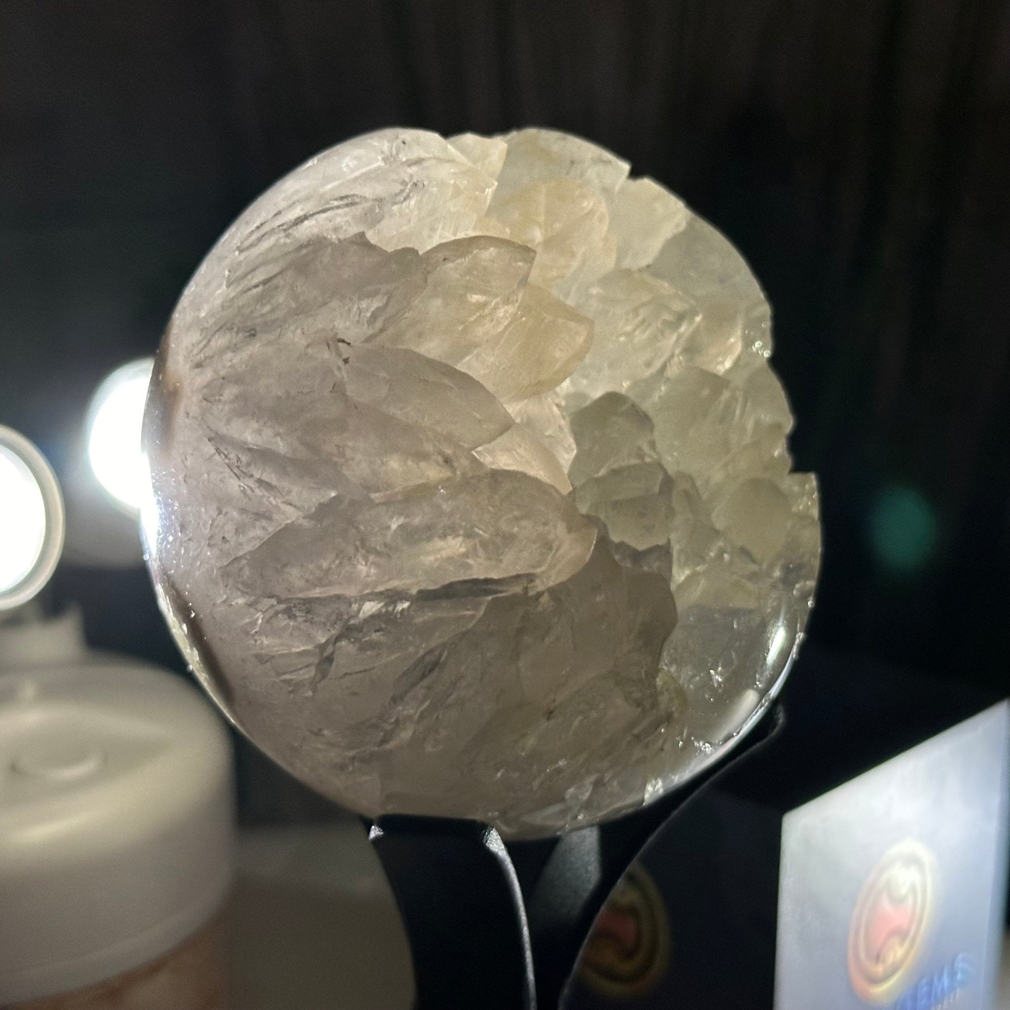 Druzy White Amethyst Sphere on a Metal Stand, 1.1 lbs & 6.6" Tall #5630-0036 - Brazil GemsBrazil GemsDruzy White Amethyst Sphere on a Metal Stand, 1.1 lbs & 6.6" Tall #5630-0036Spheres5630-0036