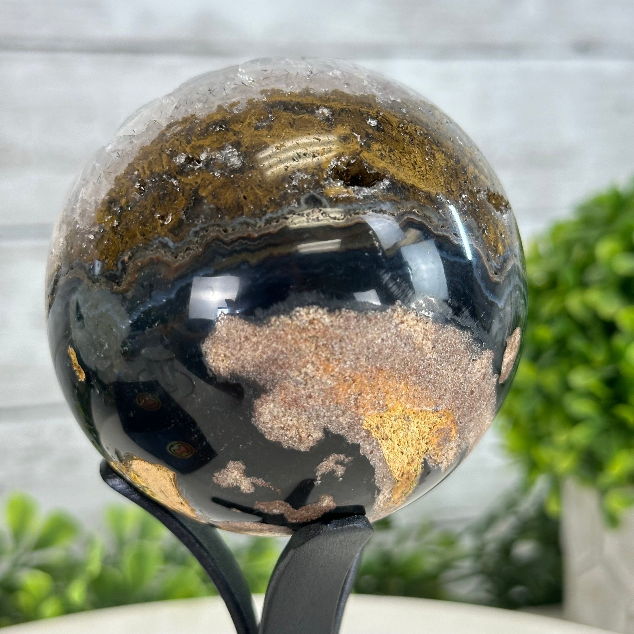 Druzy White Amethyst Sphere on a Metal Stand, 1.1 lbs & 6.7" Tall #5630-0037 - Brazil GemsBrazil GemsDruzy White Amethyst Sphere on a Metal Stand, 1.1 lbs & 6.7" Tall #5630-0037Spheres5630-0037
