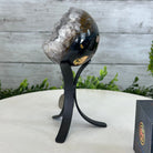 Druzy White Amethyst Sphere on a Metal Stand, 1.1 lbs & 6.7" Tall #5630-0037 - Brazil GemsBrazil GemsDruzy White Amethyst Sphere on a Metal Stand, 1.1 lbs & 6.7" Tall #5630-0037Spheres5630-0037