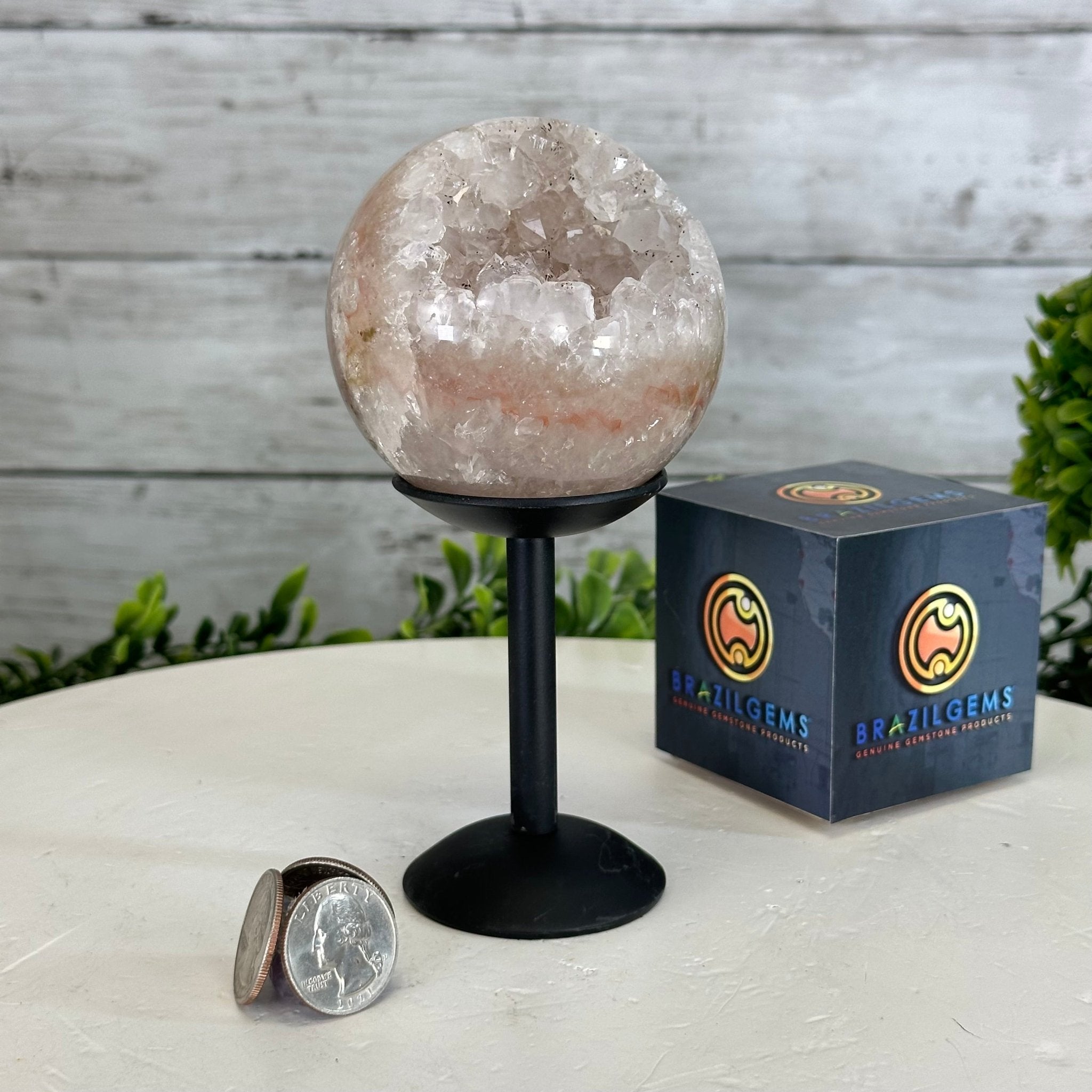 Druzy White Amethyst Sphere on a Metal Stand, 1.2 lbs & 6.2" Tall #5630-0040 - Brazil GemsBrazil GemsDruzy White Amethyst Sphere on a Metal Stand, 1.2 lbs & 6.2" Tall #5630-0040Spheres5630-0040