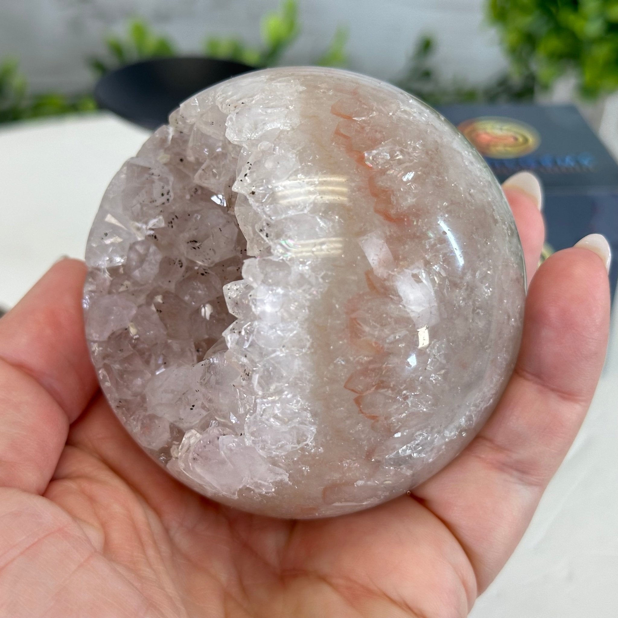 Druzy White Amethyst Sphere on a Metal Stand, 1.2 lbs & 6.2" Tall #5630-0040 - Brazil GemsBrazil GemsDruzy White Amethyst Sphere on a Metal Stand, 1.2 lbs & 6.2" Tall #5630-0040Spheres5630-0040