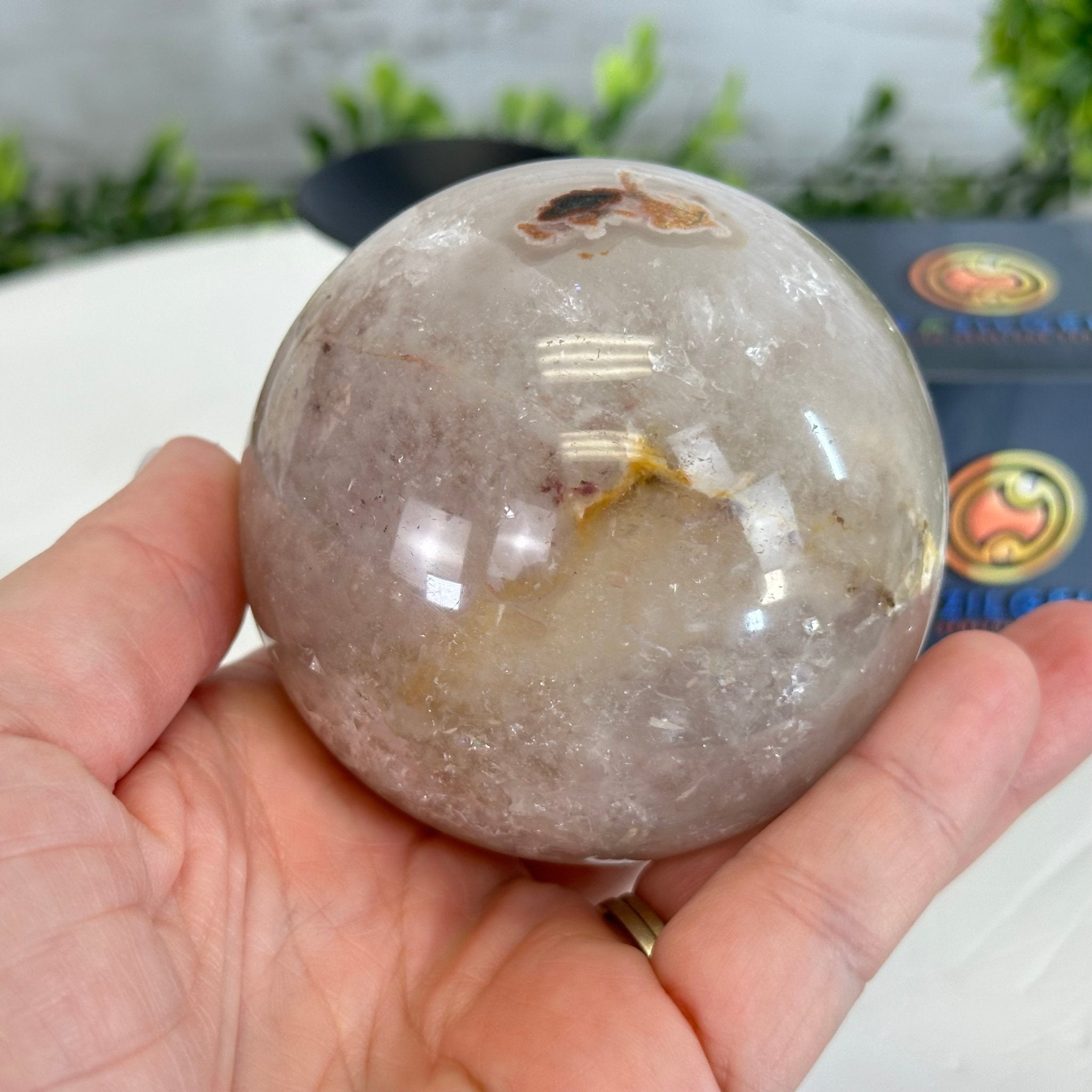 Druzy White Amethyst Sphere on a Metal Stand, 1.2 lbs & 6.2" Tall #5630-0040 - Brazil GemsBrazil GemsDruzy White Amethyst Sphere on a Metal Stand, 1.2 lbs & 6.2" Tall #5630-0040Spheres5630-0040