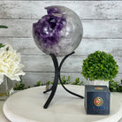 Extra Plus Druzy Amethyst Sphere on a Metal Base, 10.1 lbs & 12.1" Tall #5630-0072 - Brazil GemsBrazil GemsExtra Plus Druzy Amethyst Sphere on a Metal Base, 10.1 lbs & 12.1" Tall #5630-0072Spheres5630-0072