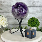 Extra Plus Druzy Amethyst Sphere on a Metal Base, 10.1 lbs & 12.1" Tall #5630-0072 - Brazil GemsBrazil GemsExtra Plus Druzy Amethyst Sphere on a Metal Base, 10.1 lbs & 12.1" Tall #5630-0072Spheres5630-0072