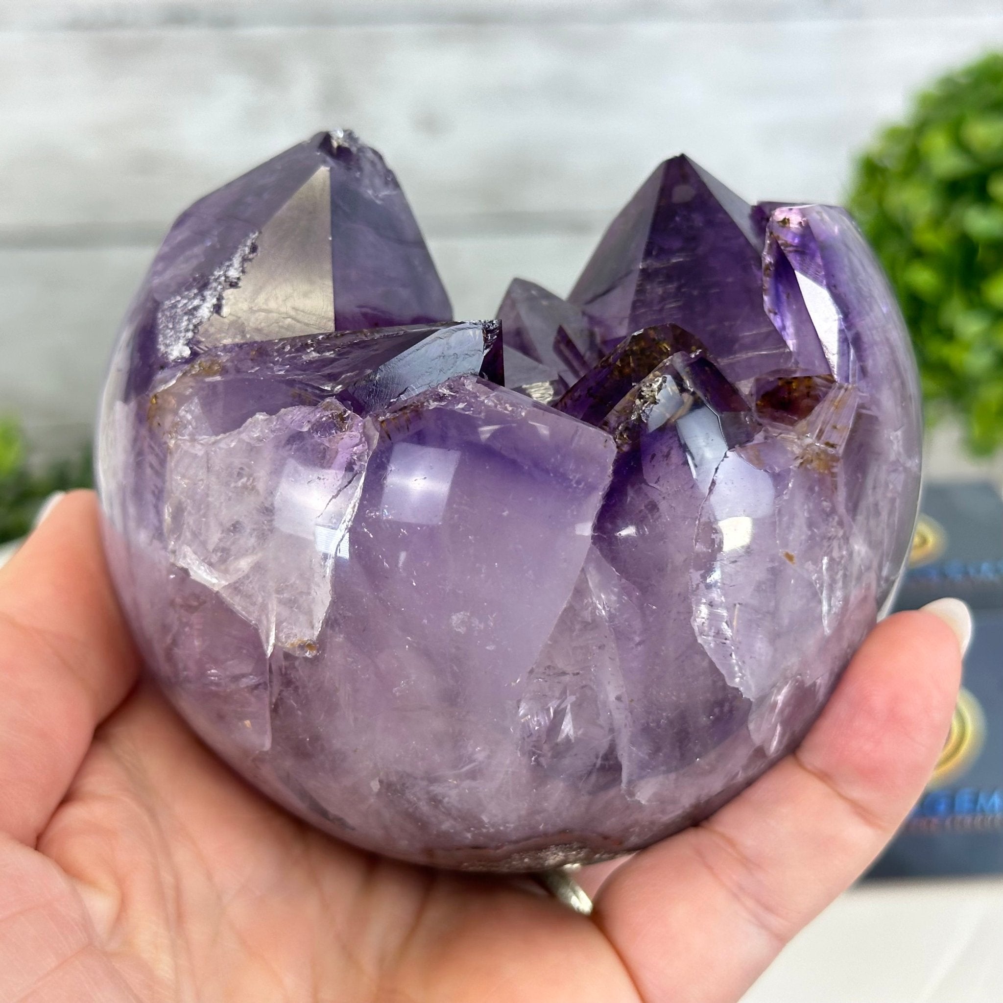 Extra Plus Druzy Amethyst Sphere on a Metal Stand, 2.3 lbs & 7.5" Tall #5630-0045 - Brazil GemsBrazil GemsExtra Plus Druzy Amethyst Sphere on a Metal Stand, 2.3 lbs & 7.5" Tall #5630-0045Spheres5630-0045