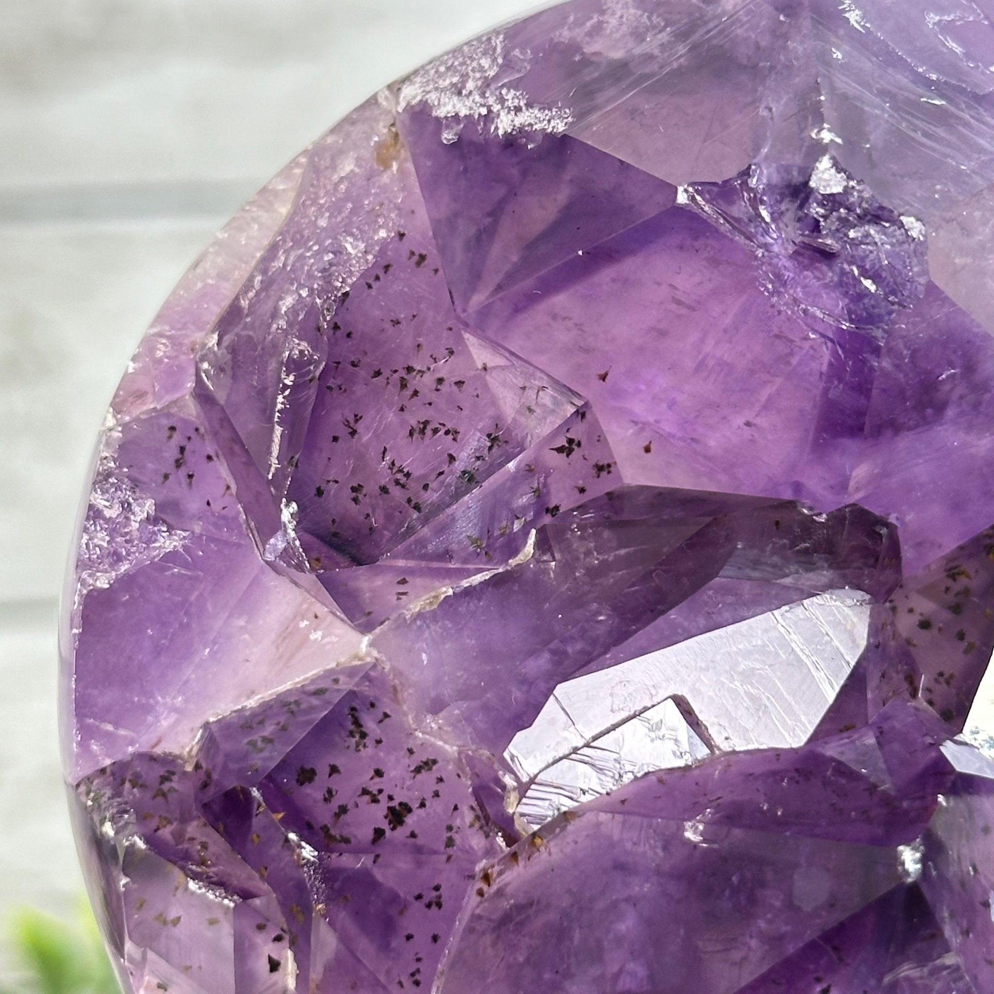 Extra Plus Druzy Amethyst Sphere on a Metal Stand, 2.3 lbs & 7.5" Tall #5630-0045 - Brazil GemsBrazil GemsExtra Plus Druzy Amethyst Sphere on a Metal Stand, 2.3 lbs & 7.5" Tall #5630-0045Spheres5630-0045