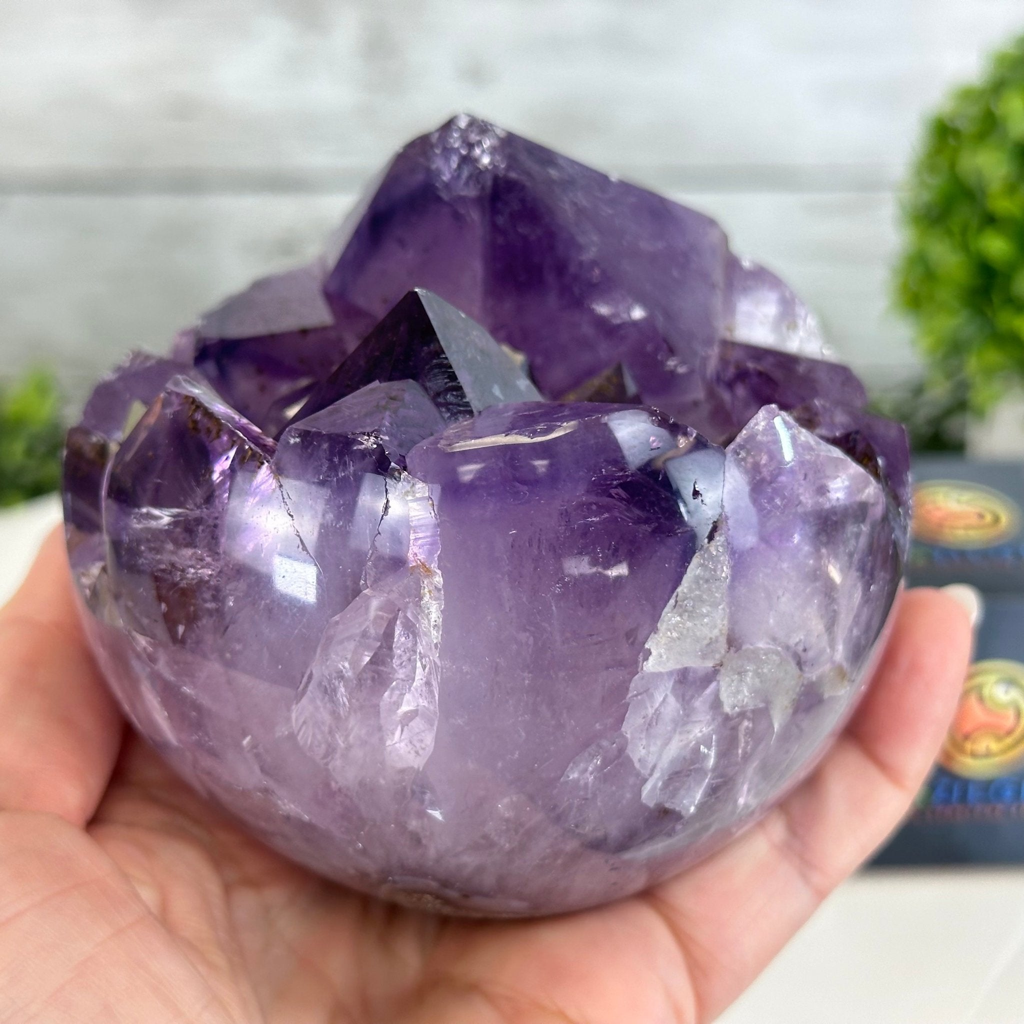 Extra Plus Druzy Amethyst Sphere on a Metal Stand, 2.3 lbs & 7.5" Tall #5630-0045 - Brazil GemsBrazil GemsExtra Plus Druzy Amethyst Sphere on a Metal Stand, 2.3 lbs & 7.5" Tall #5630-0045Spheres5630-0045