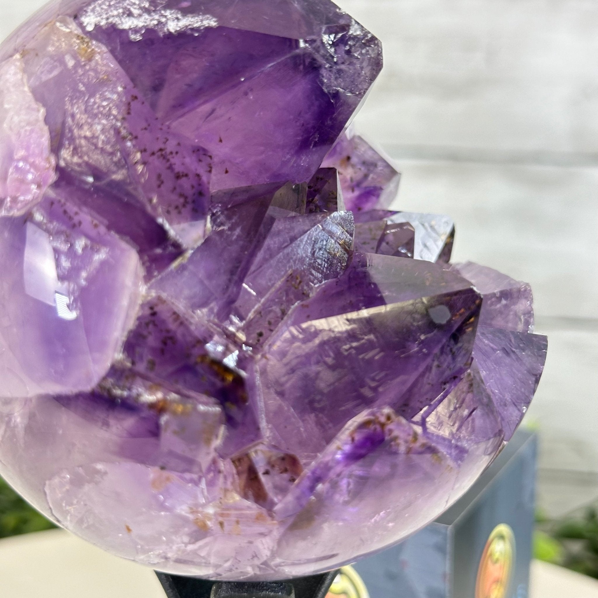 Extra Plus Druzy Amethyst Sphere on a Metal Stand, 2.3 lbs & 7.5" Tall #5630-0045 - Brazil GemsBrazil GemsExtra Plus Druzy Amethyst Sphere on a Metal Stand, 2.3 lbs & 7.5" Tall #5630-0045Spheres5630-0045