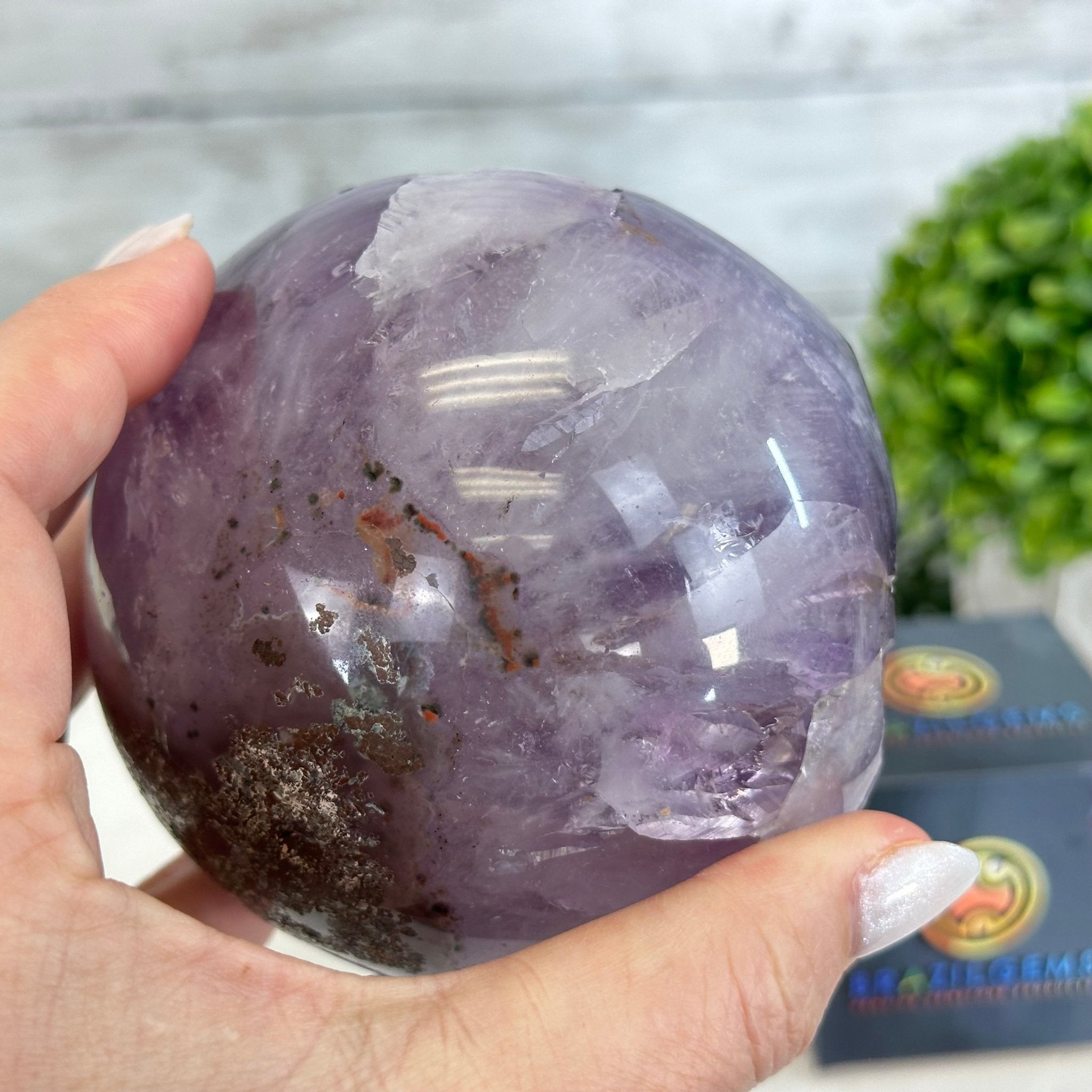 Extra Plus Druzy Amethyst Sphere on a Metal Stand, 2.3 lbs & 7.5" Tall #5630-0045 - Brazil GemsBrazil GemsExtra Plus Druzy Amethyst Sphere on a Metal Stand, 2.3 lbs & 7.5" Tall #5630-0045Spheres5630-0045