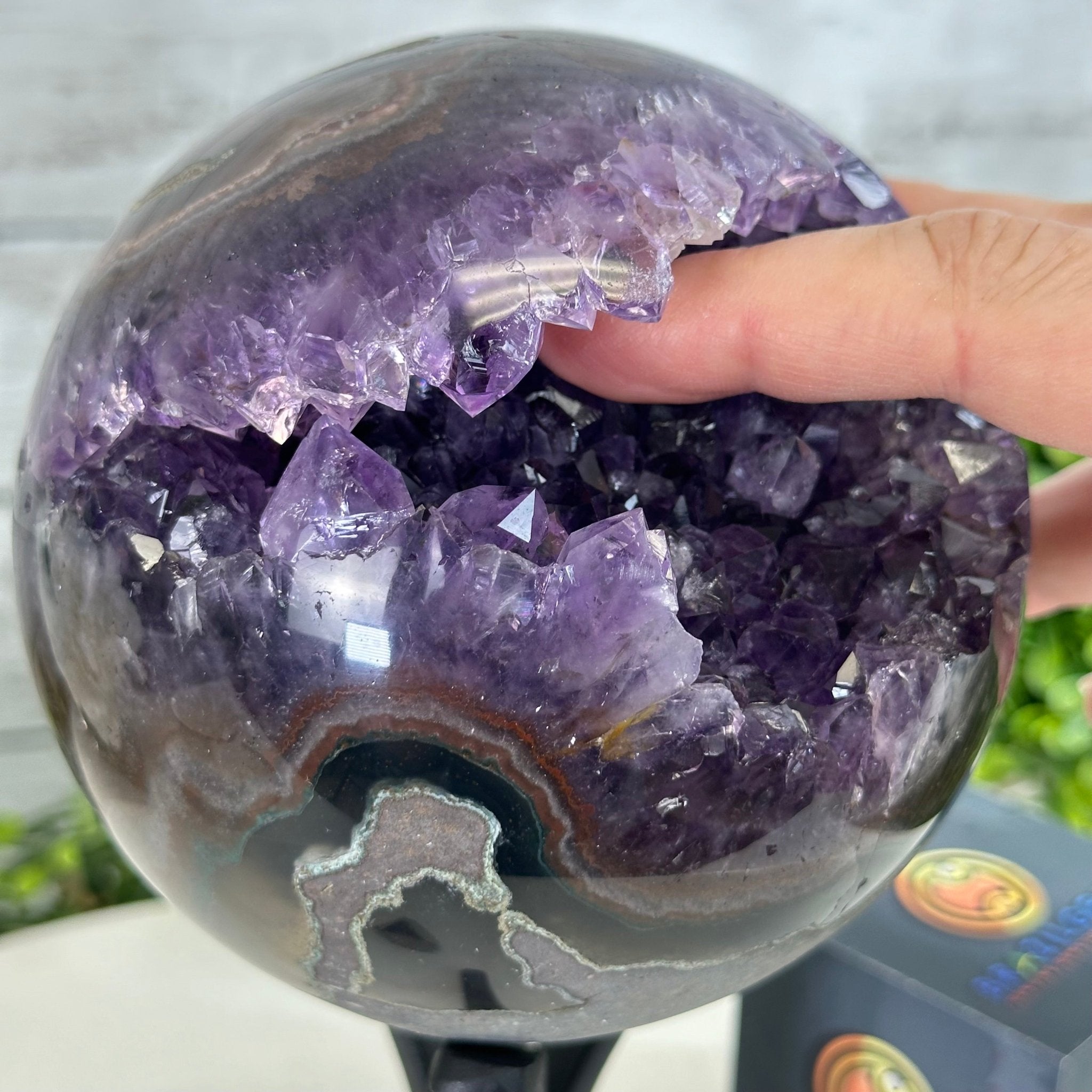 Extra Plus Druzy Amethyst Sphere on a Metal Stand, 4.3 lbs & 9.1" Tall #5630-0064 - Brazil GemsBrazil GemsExtra Plus Druzy Amethyst Sphere on a Metal Stand, 4.3 lbs & 9.1" Tall #5630-0064Spheres5630-0064